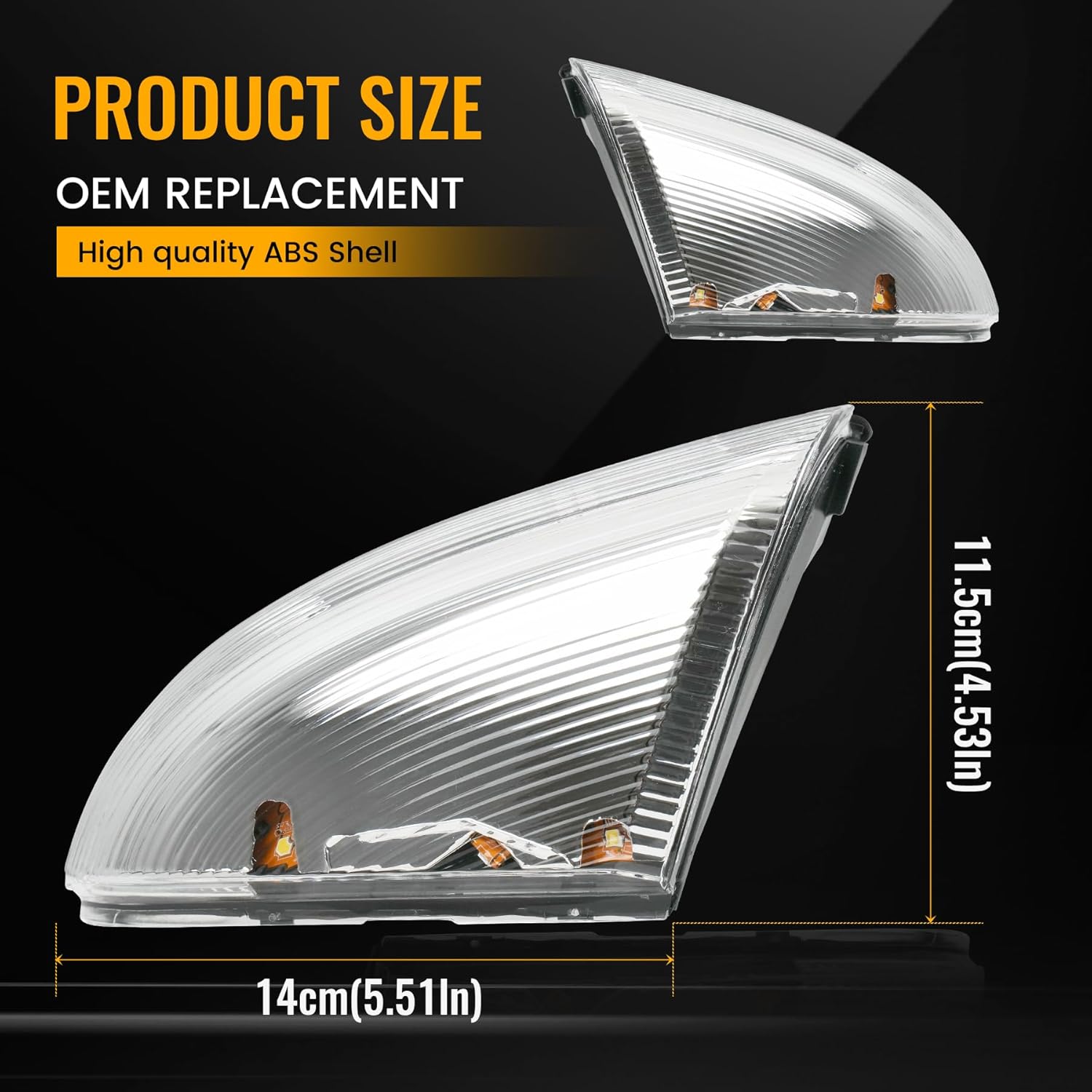 Pair Mirror Turn Signal Puddle Light for 2009-2018 Dodge Ram 1500, 2010-2018 Ram 2500, Driver and Passenger Side LED Mirror Indicator Lamp Replacement for 68064949A 68064948AA