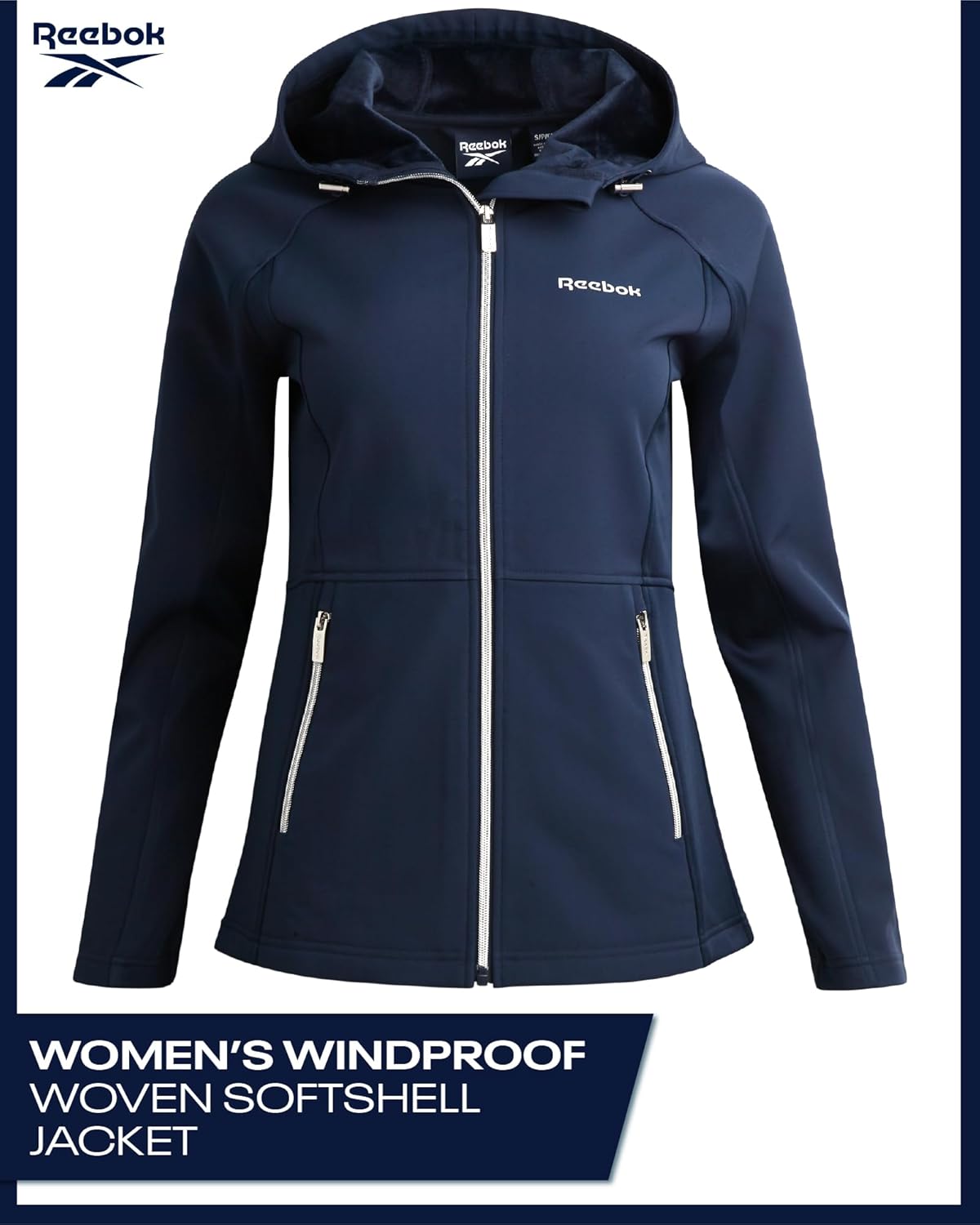 Reebok Womens Softshell Jacket - Super Soft Woven Wind Resistant Womens Fleece Jacket for Golf Running Gym Workout Hiking - Image 2