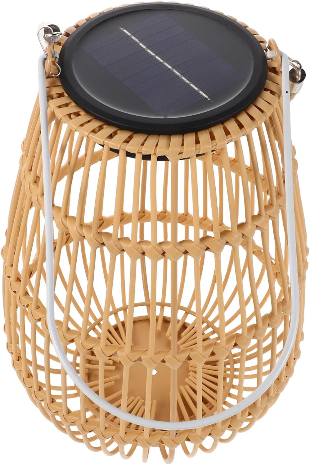 Solar Powered Hanging Lantern Outdoor Decorative Waterproof Garden Yard Wicker-Style Metal Solar Lantern for Backyard Porch Pathway Lighting