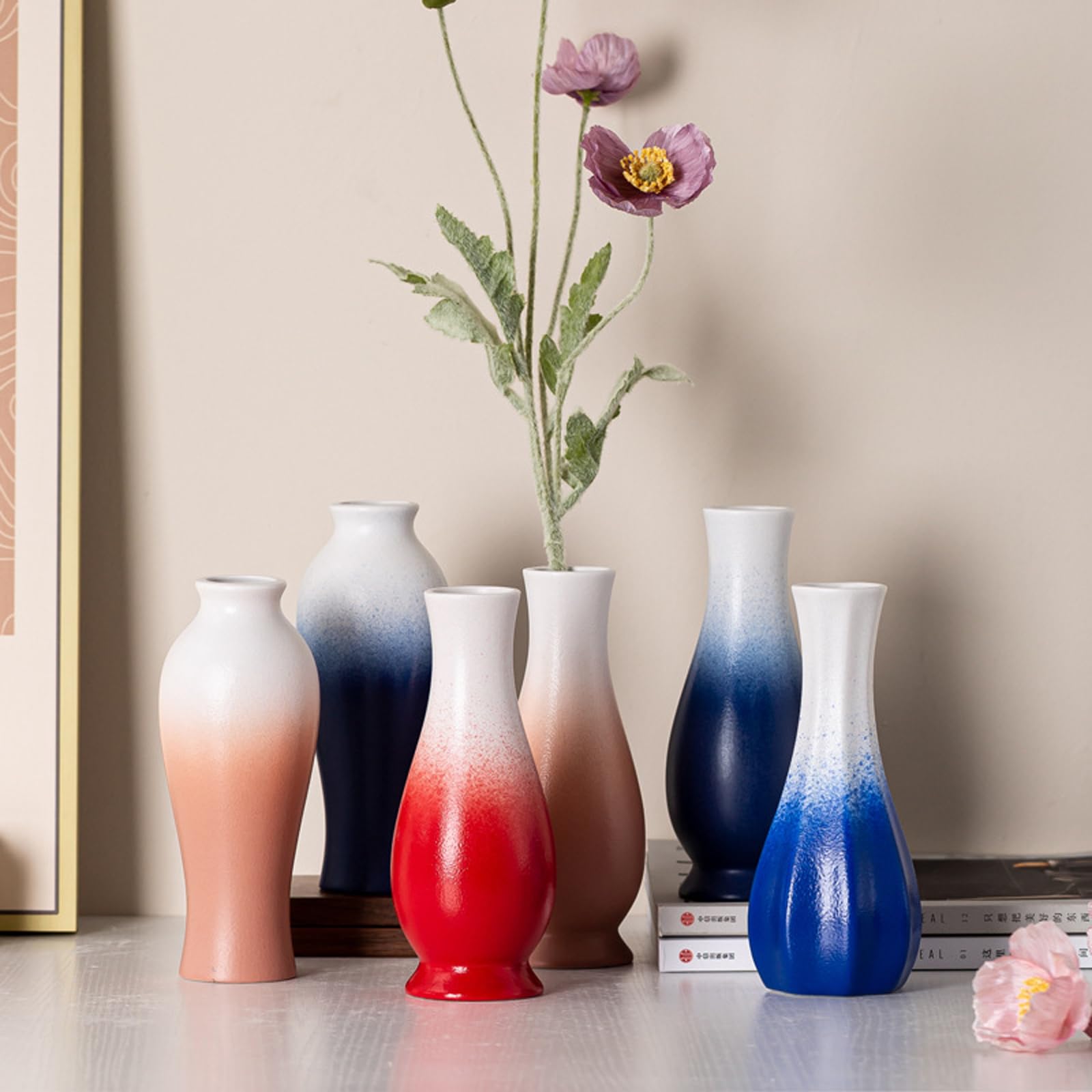 Ceramiczny wazon gradientowy wazon trawa pampasowa dekoracyjny wazon nowoczesny dom mały wazon salon stół jadalny dekoracja biura farmy,Blue c