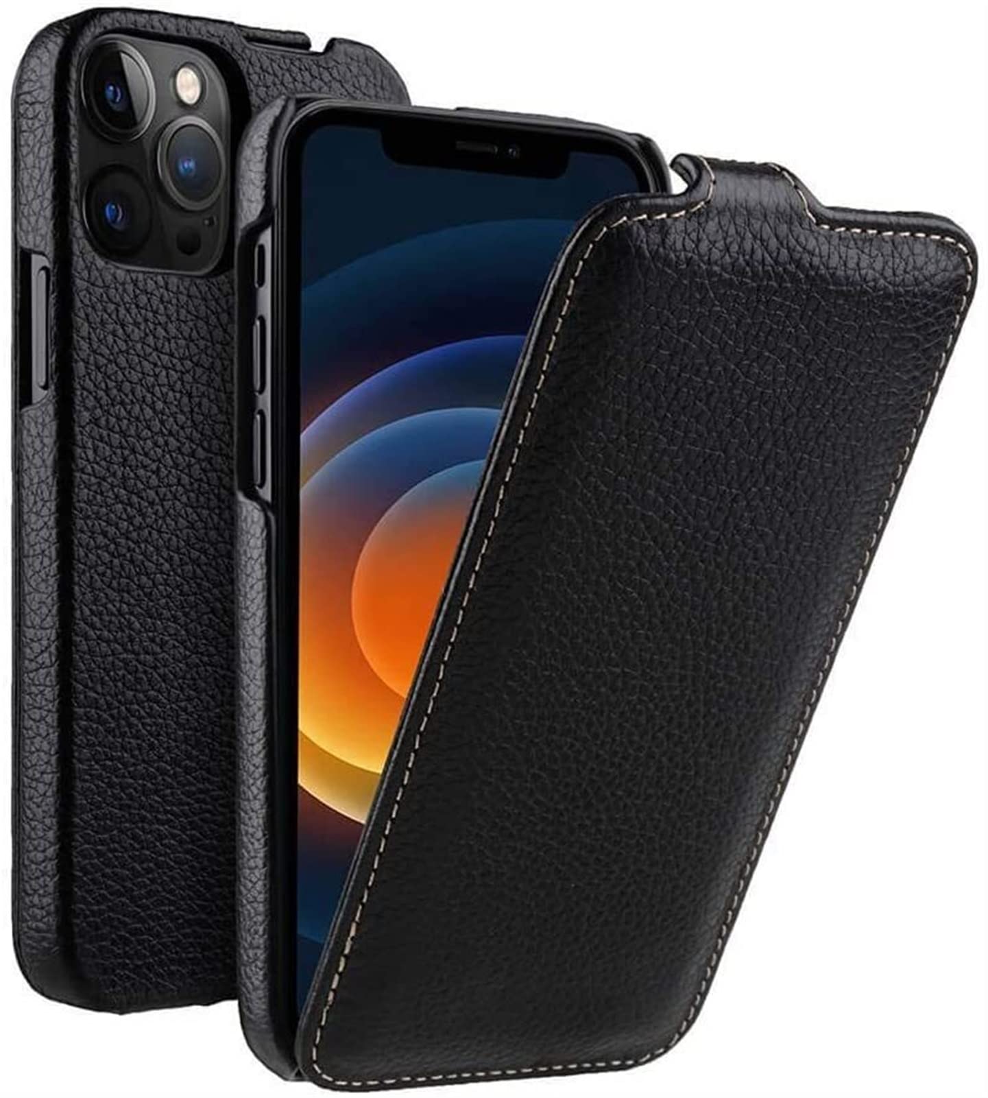 Amazon.com: KKFAUS Genuine Leather Vertical Flip Phone Cover