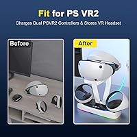 Vista 6 de Estación de carga PS VR2, base de carga para controladores de detección PS5 VR2 con luz LED RGB e interfaz magnética, estación de carga con soporte