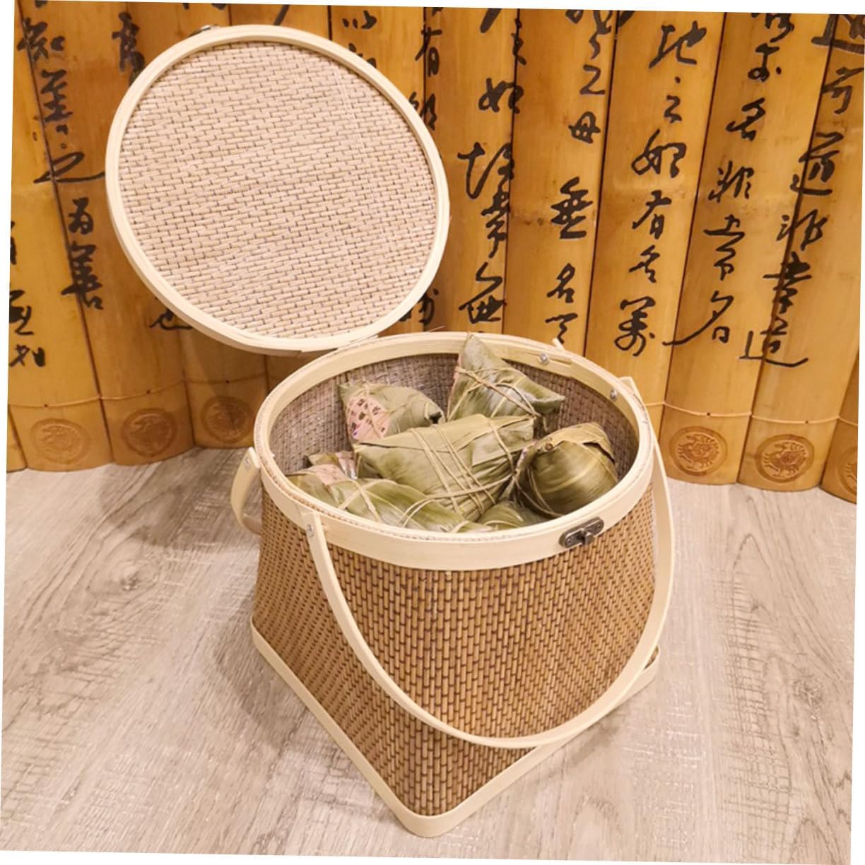 Ciieeo Rural Style Bamboo Basket Storage Container Home Decor Wedding Party Accessory image 3