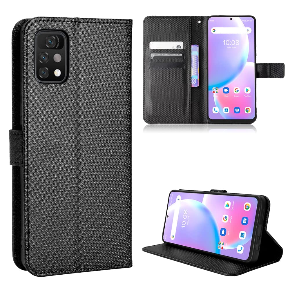 Elubugod Case for Umidigi A11 Pro Max - Leather Flip Case with Card Holder - Black