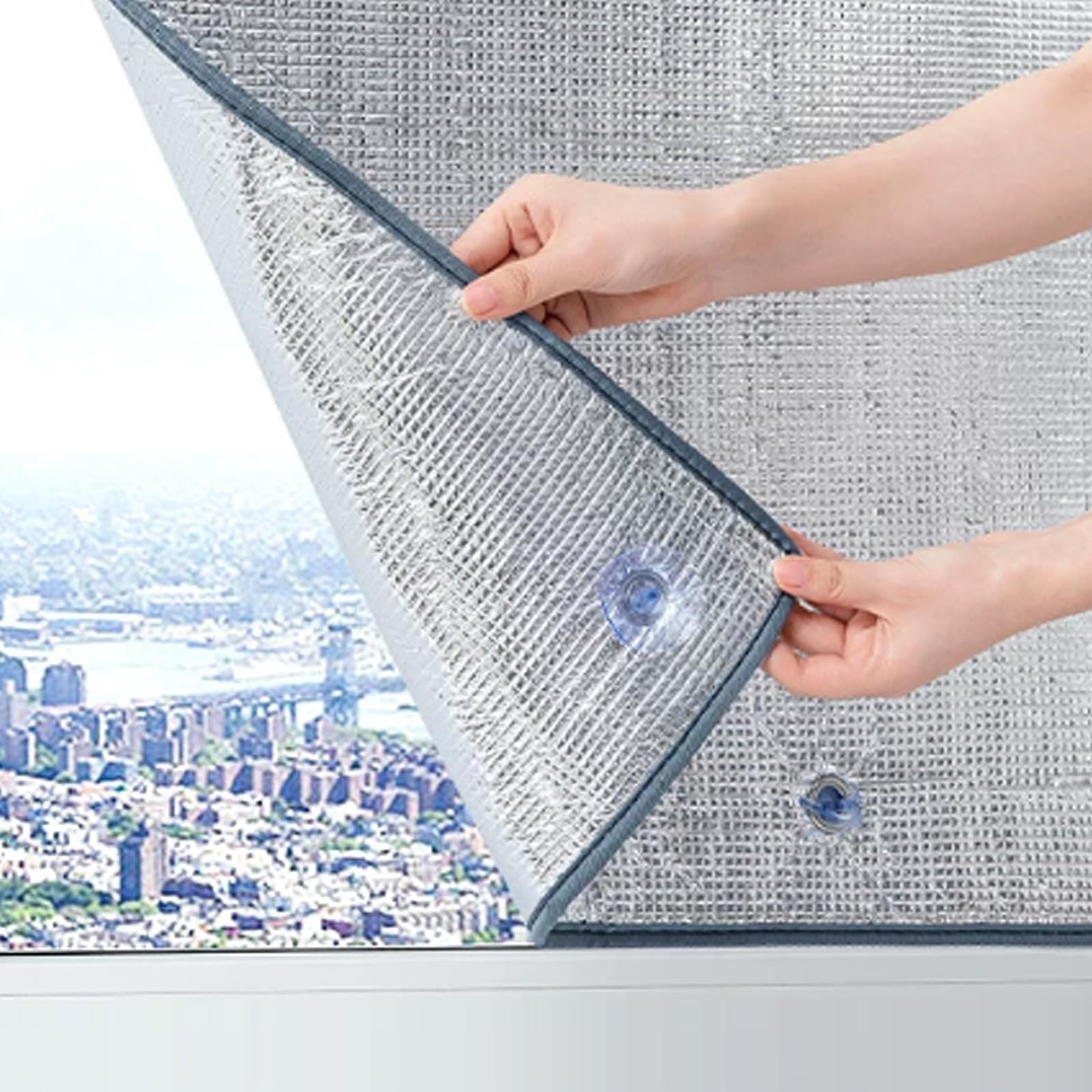 Aluminum Foil Reflective Window Film,9mm Insulation Foil,Total Blackout Sun Protection Film,Anti UV Window Tint,Privacy Protection Glass Tint Sticker for Home,No Glue (95x180cm)