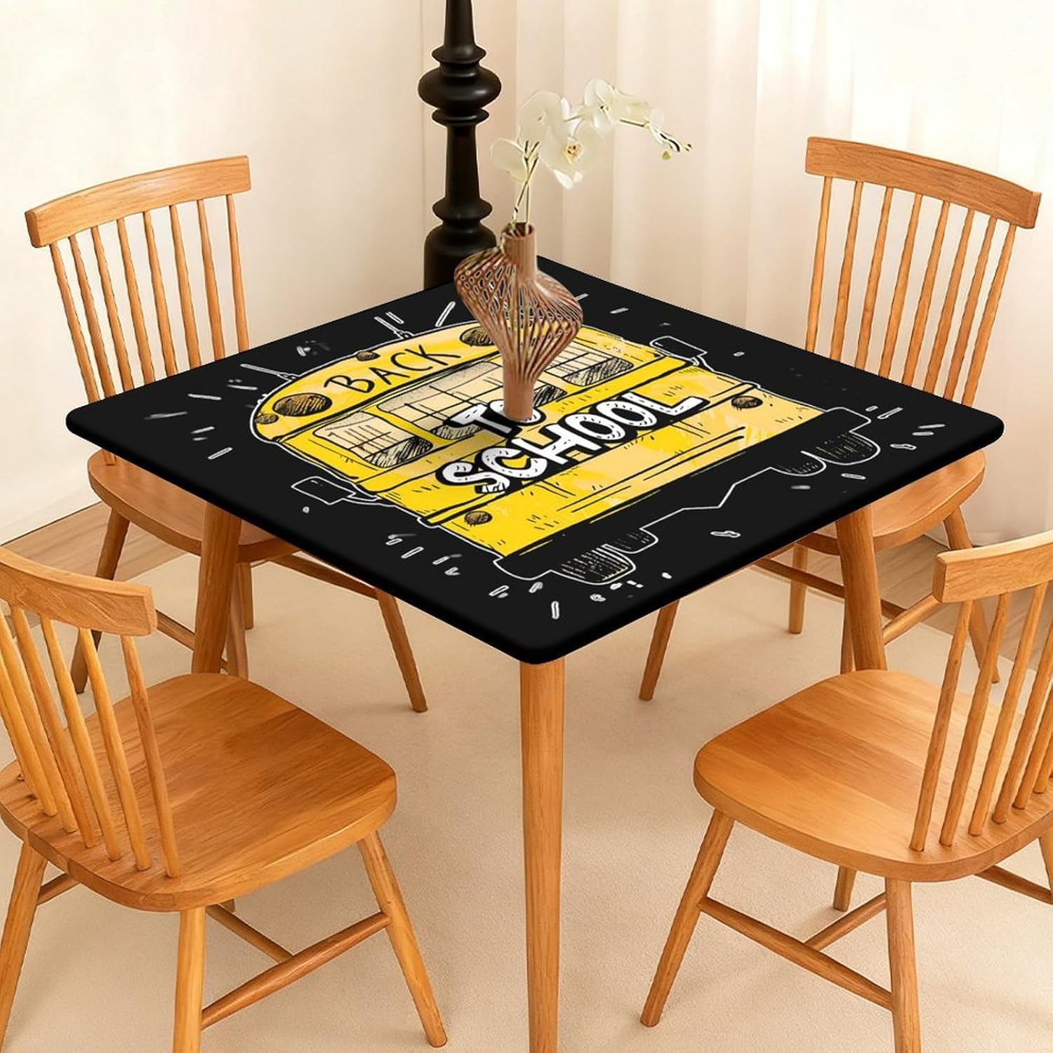 School Bus Back to School Square Tablecloth Print Table Cloths Table Cover Wedding Party Holiday Decor