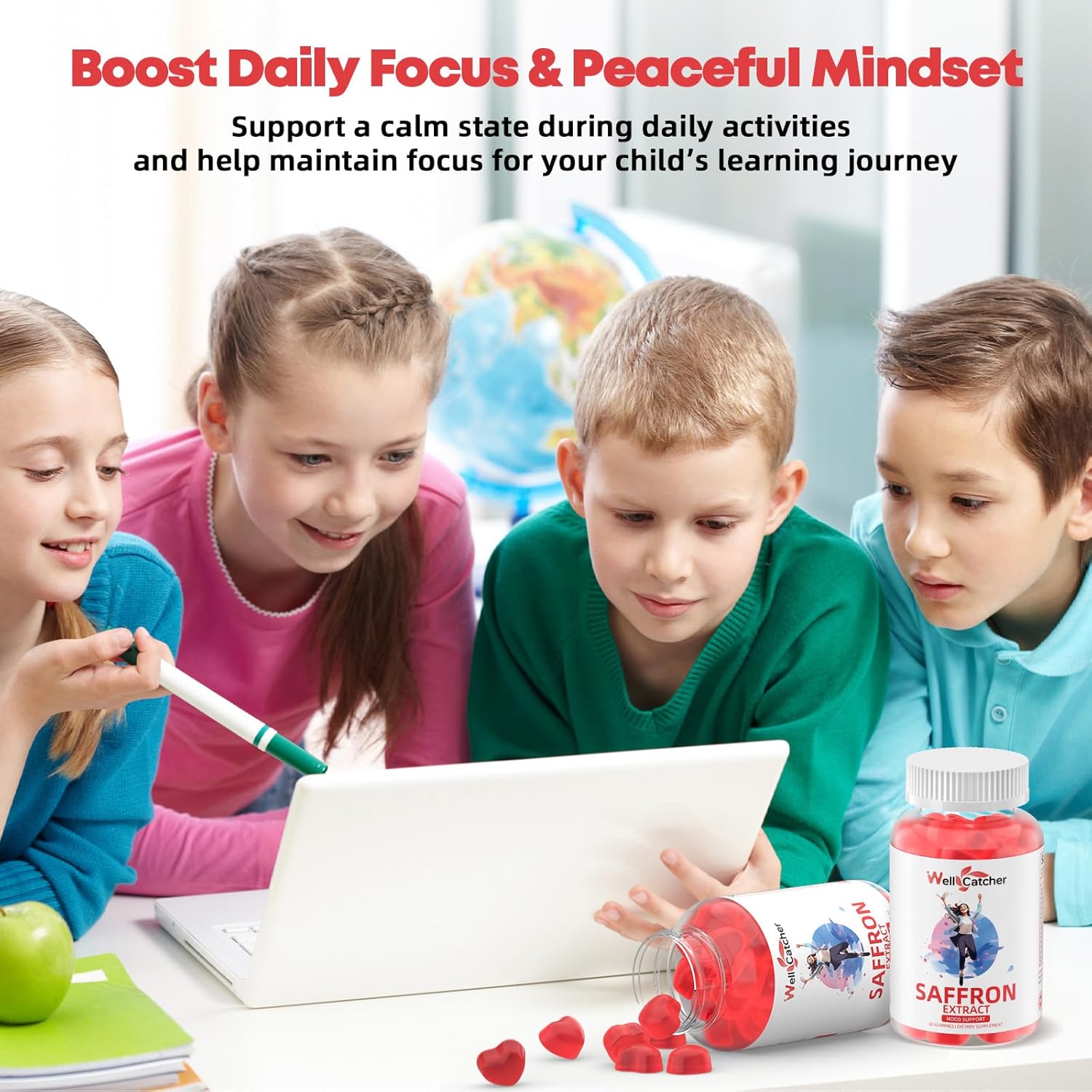 Saffron Gummies for Adults Kids - Organic Saffron Extract Supplement for Men Women Sugar Free for Mood Balance Support Better Sleep Metabolism with Vitamins Non GMO Strawberry Flavored 30 Days Supply - Image 5