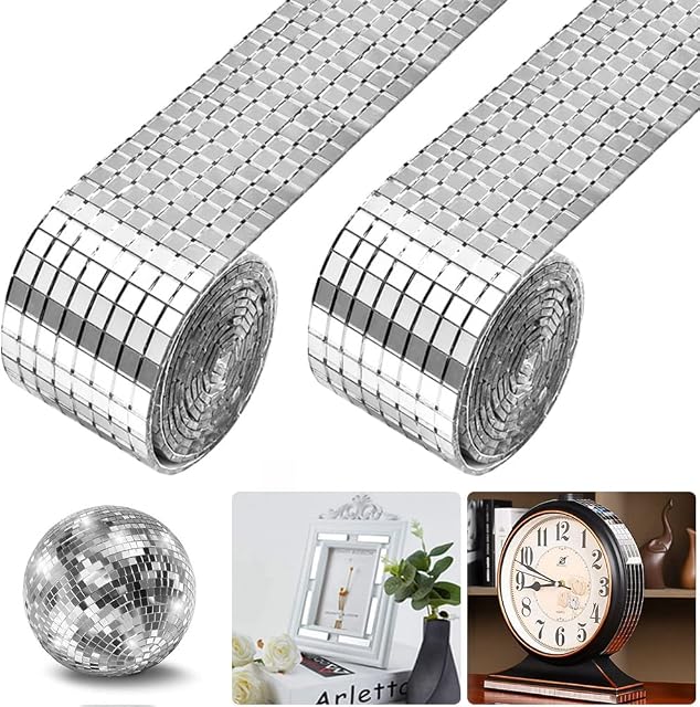 SIYINGSAERY Samoprzylepne naklejki mozaikowe, mini kwadratowe, szklane lustra, małe szklane lustra, mozaika, srebrne lustrzane, mozaika, naklejki do samodzielnego wykonania, 5 x 5 mm, 2 rolki, 3200 szt