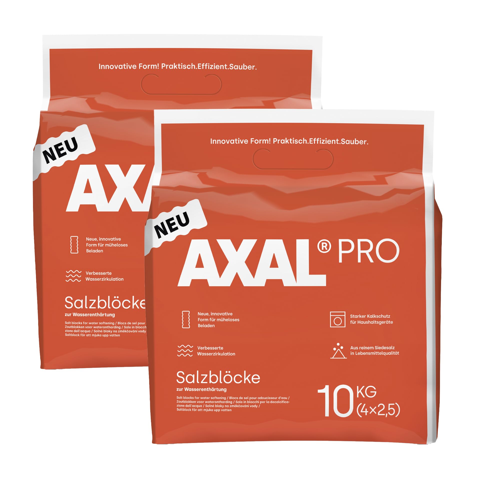 Axal Pro AG-Heute K+S Siedesalz Block 8 x 2,5 kg für Wasserenthärtungsanlagen | Weiches Wasser Blöcke 20 kg Regeneriersalz