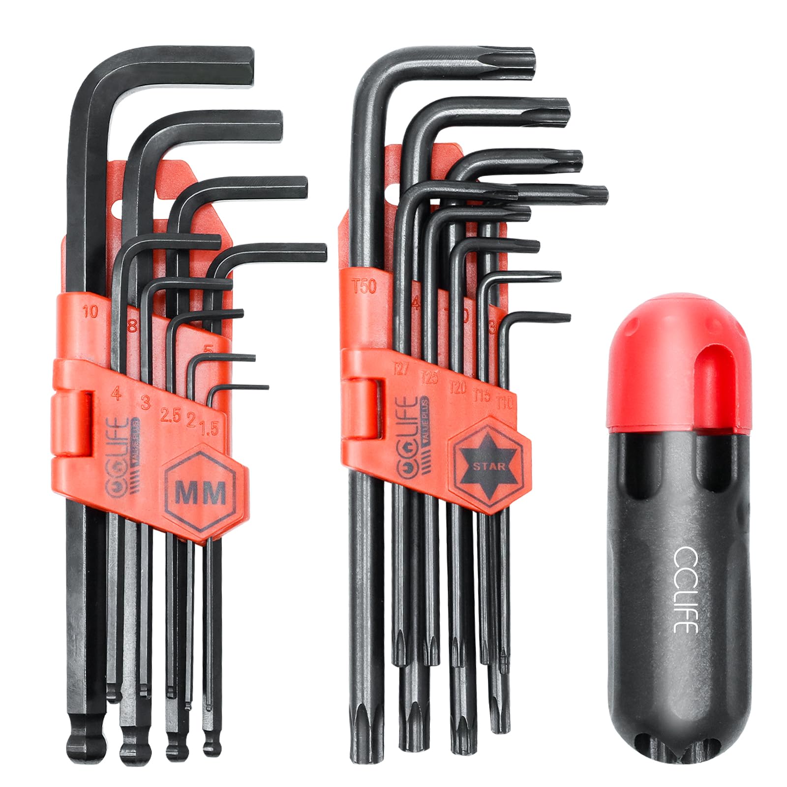 CCLIFE Torx 19-częściowy zestaw kluczy imbusowych z uchwytem 19