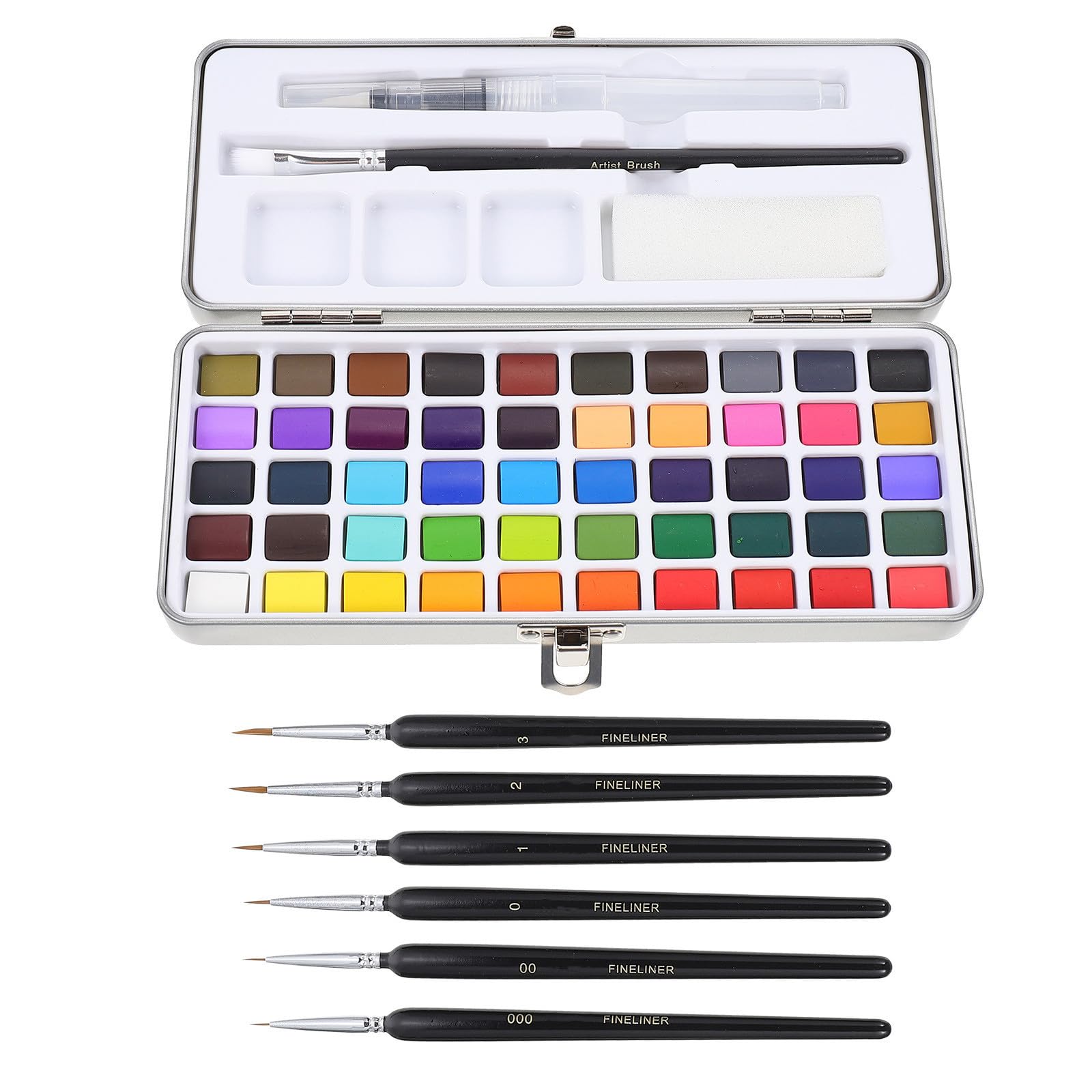 Acuarela portátil de 50 colores con estuche ultraligero y pigmentos sólidos de fácil activación