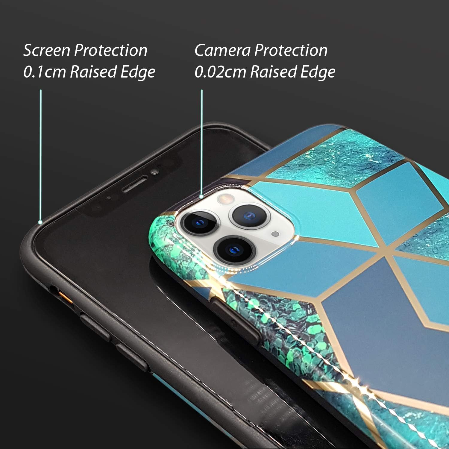 Coolwee iPhone 11 Pro Case Marble Slim Fit Bling Glitter Sparkle Bumper Case Gold Stripe Thin Cute Design Glossy Finish Soft TPU Girls Women Protective Cover for Apple iPhone 11 Pro 5.8 inch Green