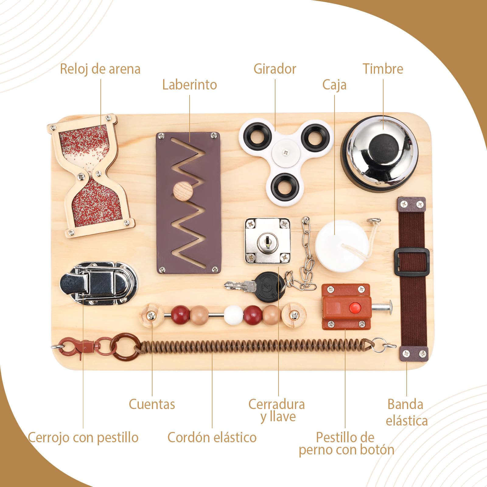 Busy Board Montessori para Adultos con Demencia y Alzheimer – Actividades para Mayores, Entrenamiento y Juegos de Memoria – Juguete sensorial para TDAH, Autismo y manejo del estrés