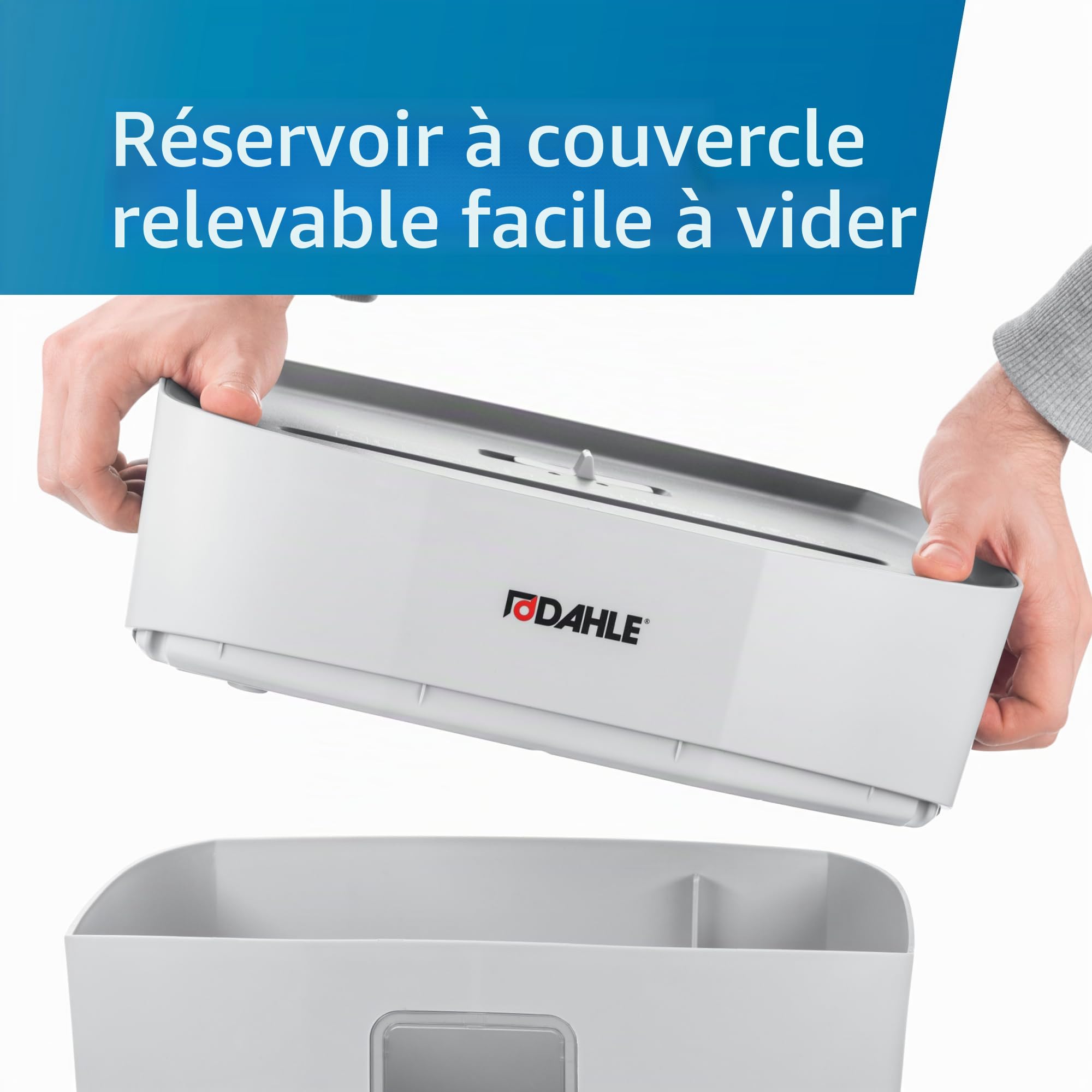 Dahle PaperSafe PS 100 Destructeur de documents (5 feuilles, niveau de sécurité P4, coupe croisée, sans huile et sans entretien, 12 l) Gris