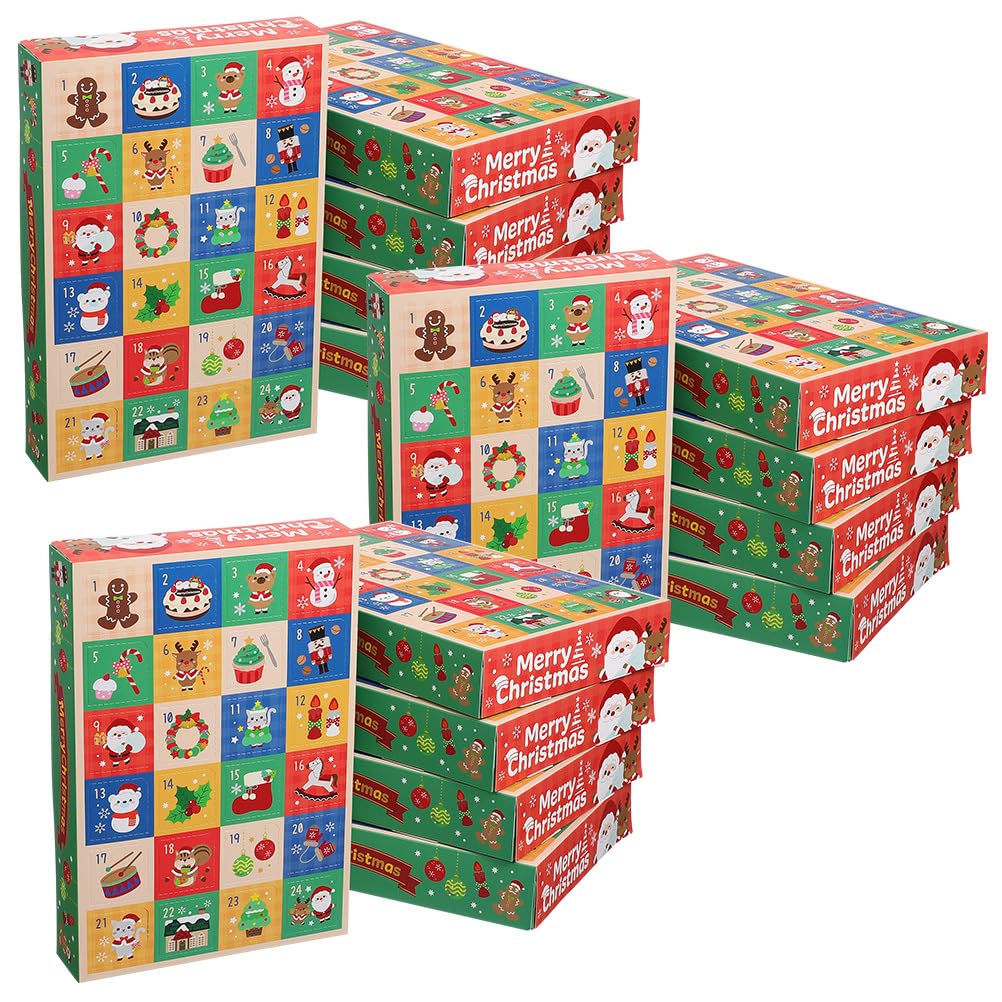 Cabilock Caja de 15 calendarios de adviento navideños: cajas vacías de cuenta regresiva de 24 días para dulces de chocolate - Cajas de dulces DIY para las fiestas
