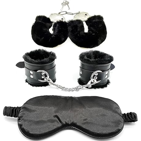 Sensual Leather Restraint and Plush Eye Mask Set
