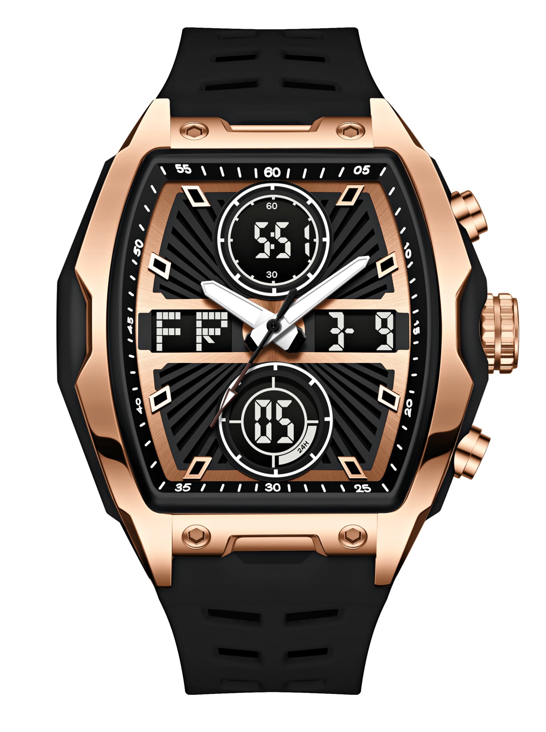 Impact-KUBIX 5410 Analog-Digital Watch for Men | Trendy Tonneau Shape | Bold Fashion Performance Watch with 3 Time Zones, Countdown, 50M Water Resistance, Alarm & Stopwatch-image-24
