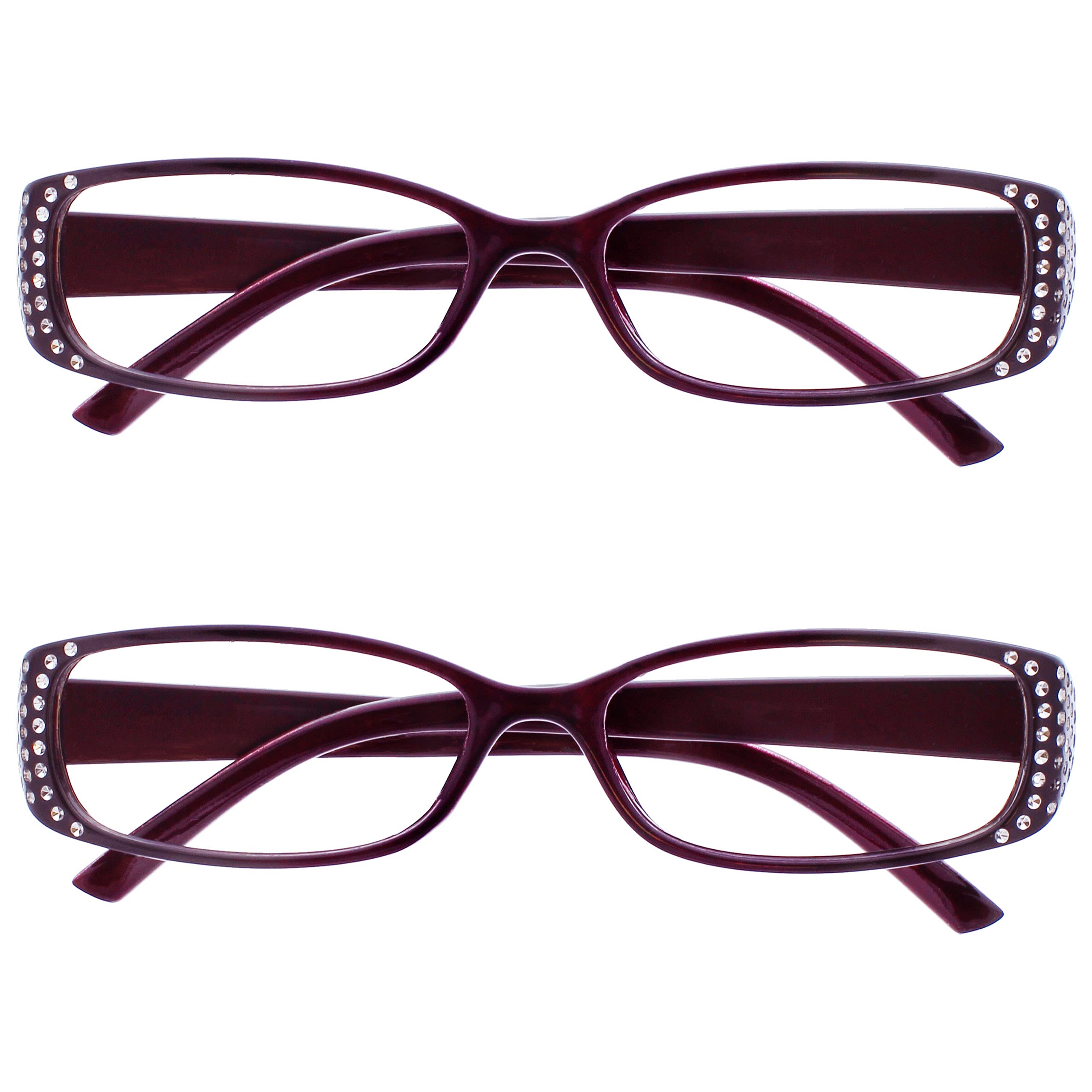 Die Lesebrille Unternehmen Schwarzer Und Lila Diamonte Stil Leser Wert 2er-Pack Designer Stil Frauen Damen UVR2093P +1,50