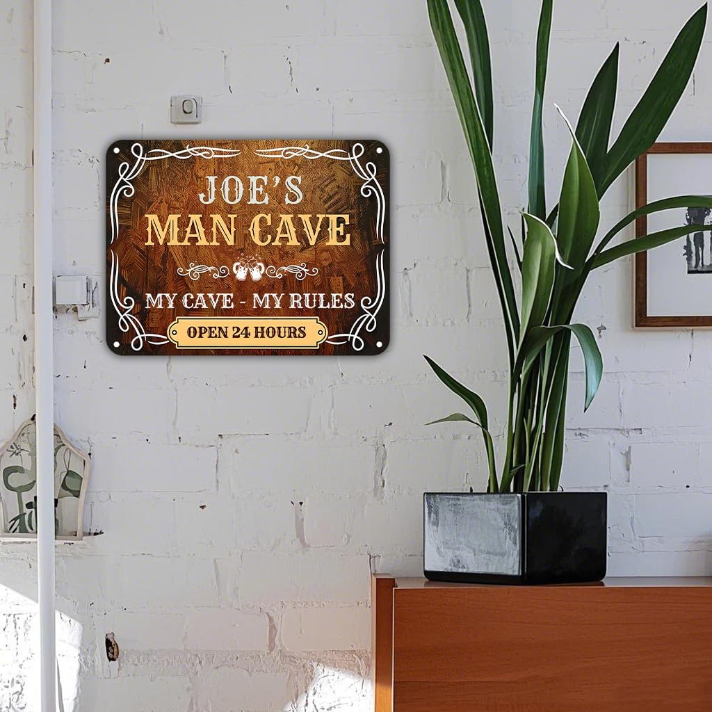 Man Cave Sign Custom, Man Cave Gifts for Men, 18x14 Inches, Personalized Mancave Wall Art Decor, Rust Free .040 Aluminum, Fade Resistant, Indoor/Outdoor Use
