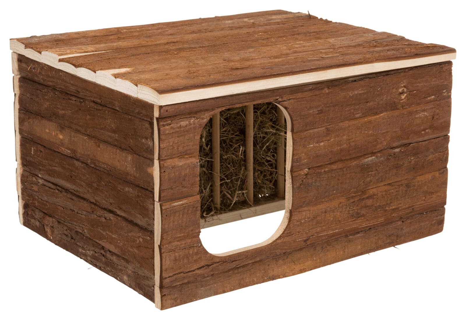TRIXIE Hilke House, con mangiatoia per Fieno, Legno di Corteccia, 40 x 23 x 32 cm, 2515 kg