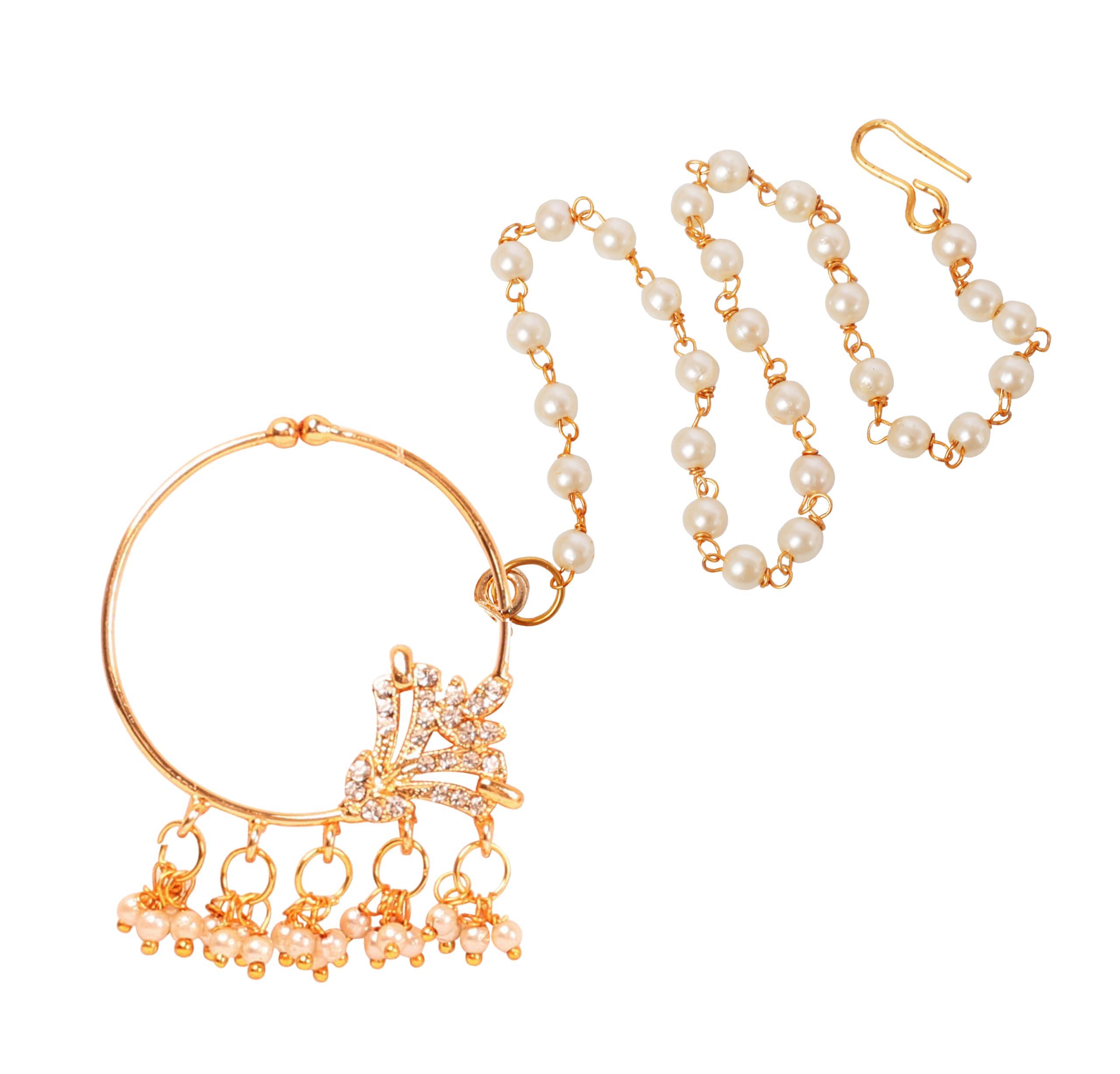 "Contemporary Kundan Collection" Indian Bollywood Desire Royal Mughal Classical Style Kundan Look Jewelry Mangtika, Mathapatti, Nose rings In Antique Gold Tone For Women