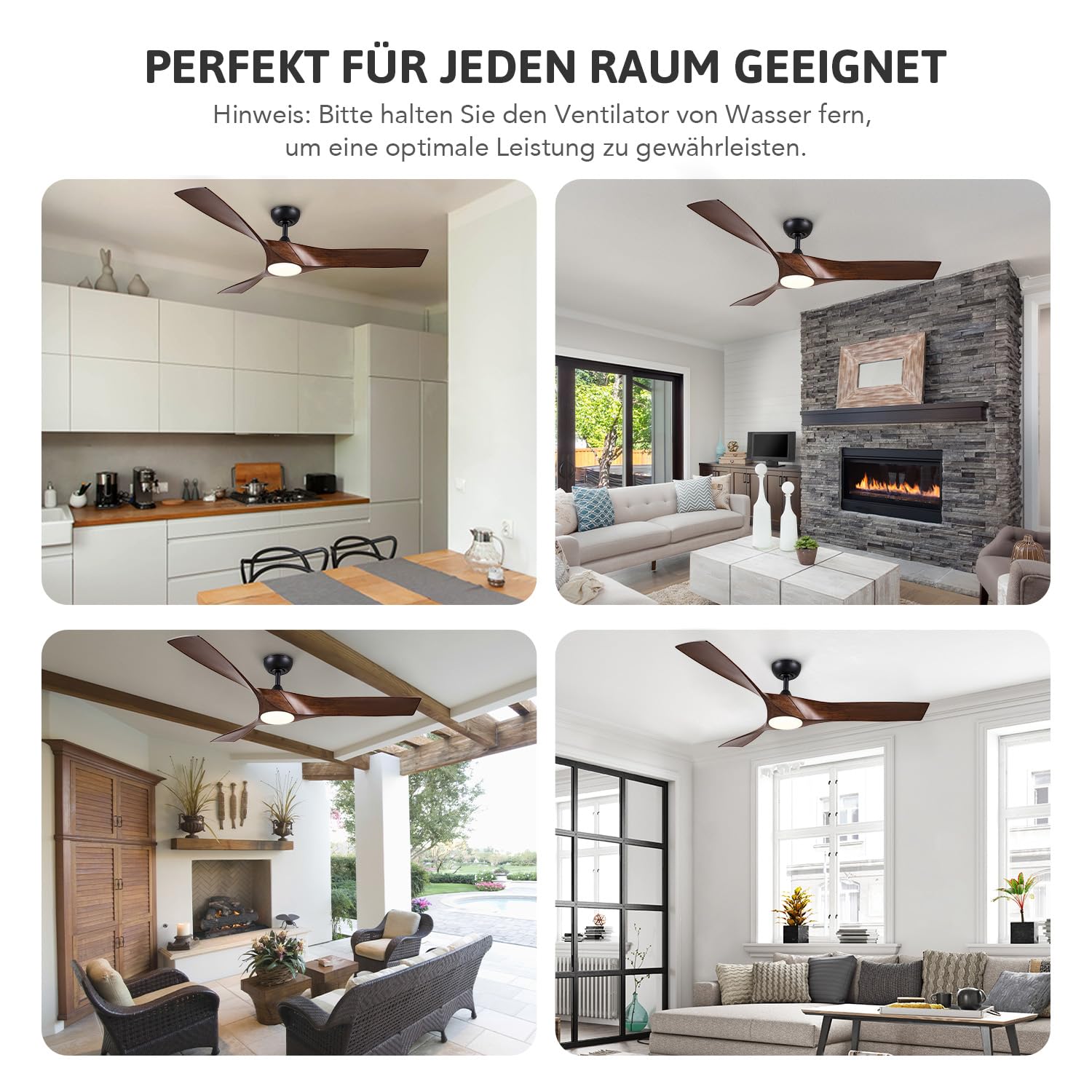 VONLUCE Deckenventilator mit Licht und Fernbedienung - DC Motor, leise 6 Stufen, reversibel Funktion für Sommer und Winter - Ø 91/107/132 cm - 3/5 Flügel, in mehreren Farben erhältlich