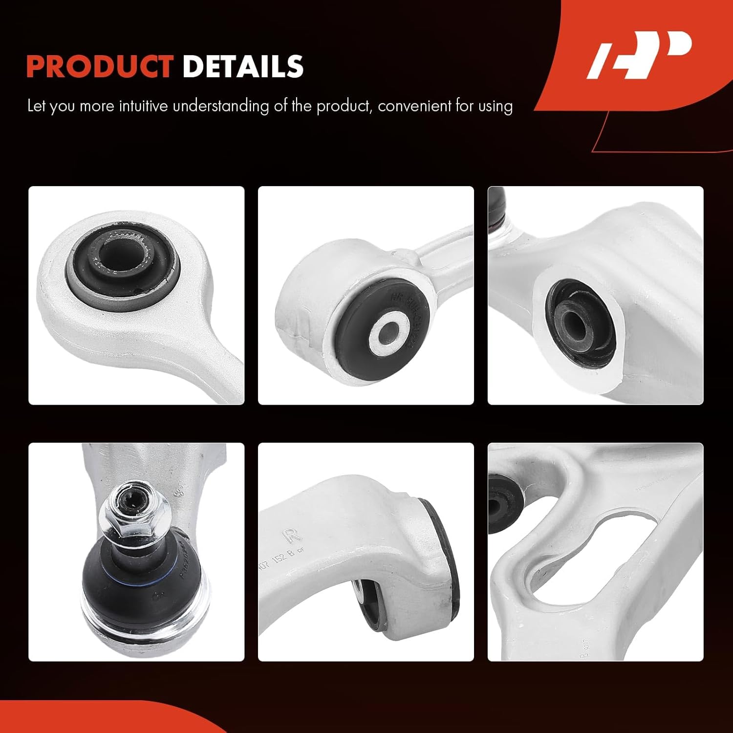 A-Premium Set of 6, Front Upper & Lower Control Arm, Sway Bar Link, Compatible with Audi Q7 2011 2012 2013 2014 2015