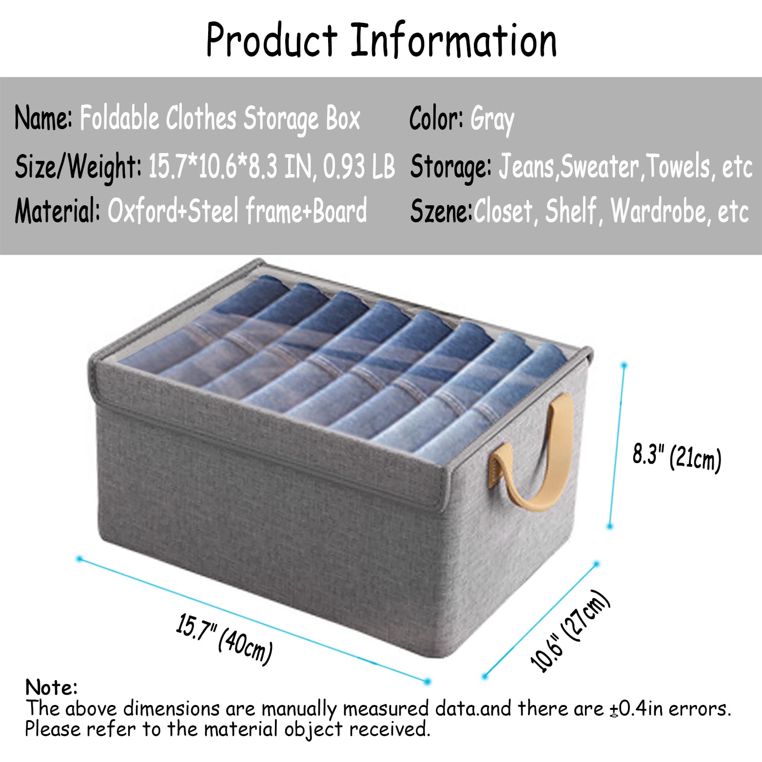 AARAINBOW Wardrobe Clothes Storage Boxes 4 Pc, Stackable Fabric Boxes with Lids Closet Storage - Image 3