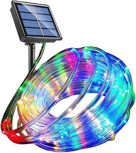 Tira de luces solares de 40 pies IP67 impermeable para exteriores, cadena de luces de tubo para fiesta de jardín (1 unidad)