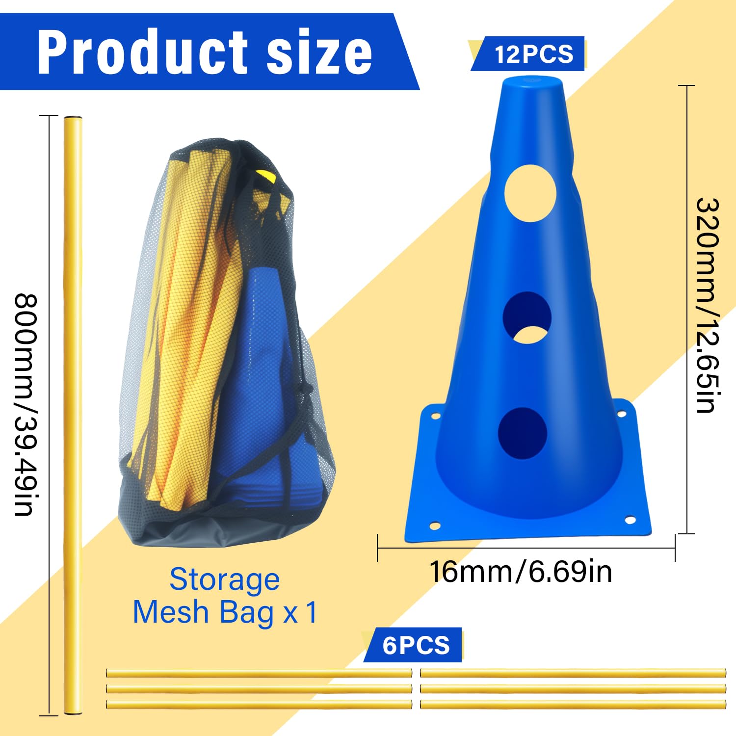 Accesorios de Entrenamiento de Agilidad para Perros y Caballos 5 Set Agility Set Perros Barreras Juego de Obstáculos Niños 23cm para Entrenamiento de Animales y fútbol (Azul 32cm 6Set)