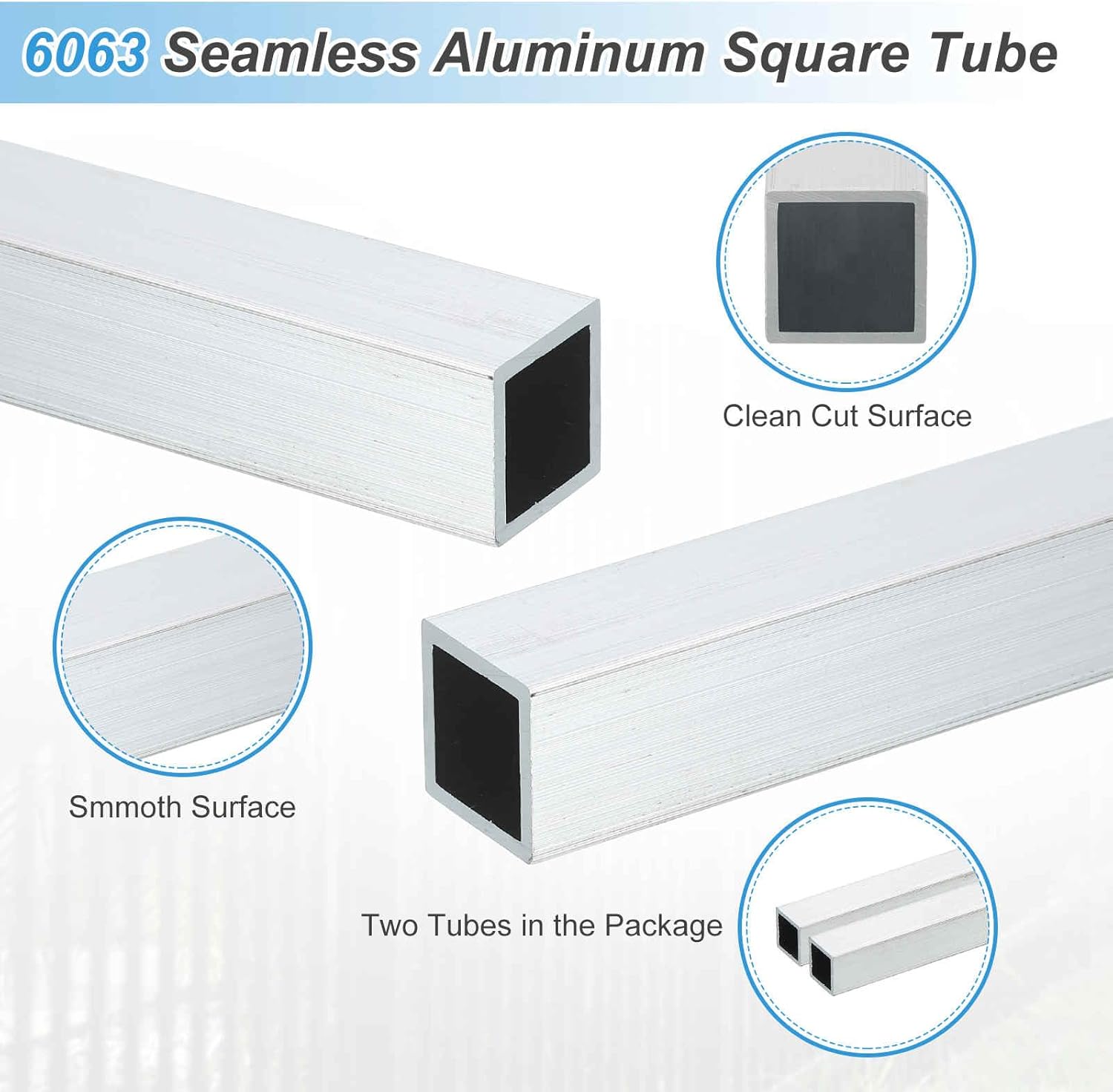 MECCANIXITY Aluminum Square Tubing,(30x30x1x254mm) 6063 Aluminum Square Tube Seamless Structural Metal Profile Hardware for Construction DIY Home Decor Furniture 2pcs