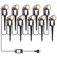 LONIUTO Illuminazione da Giardino con Alimentazione, 3W*10 Pezzi Proiettori LED Esterni Impermeabili