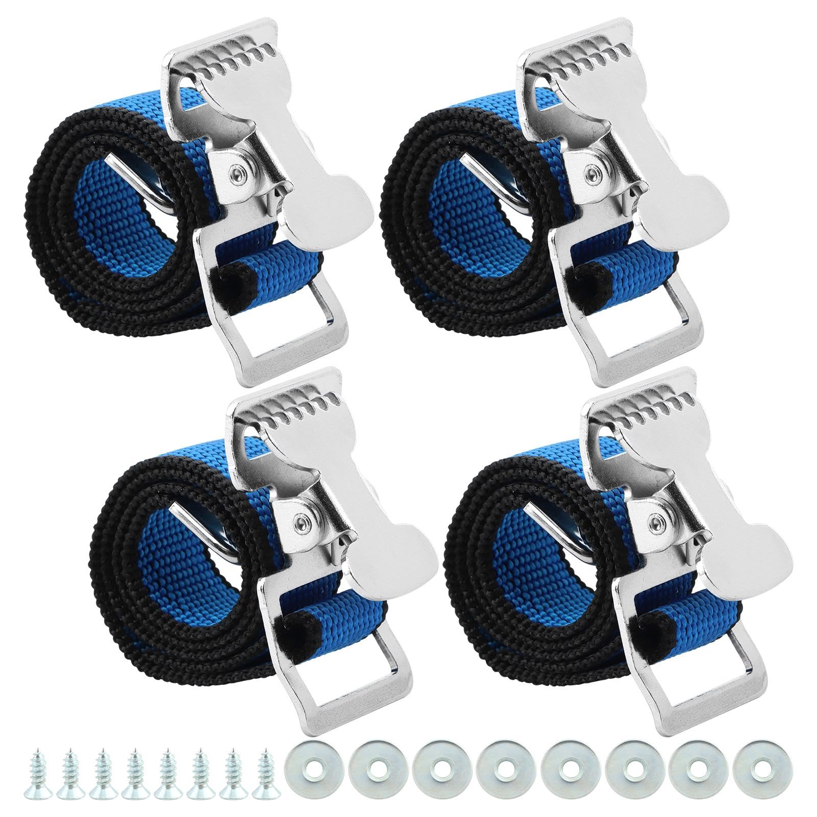 EMVANV4PCS Drywall Stilts Straps, Adjustable Foot Strap Kit with 8 Screws & 8 Spacers, Nylon Leg Fixation Strap Replacement Part for Stilts (Blue)