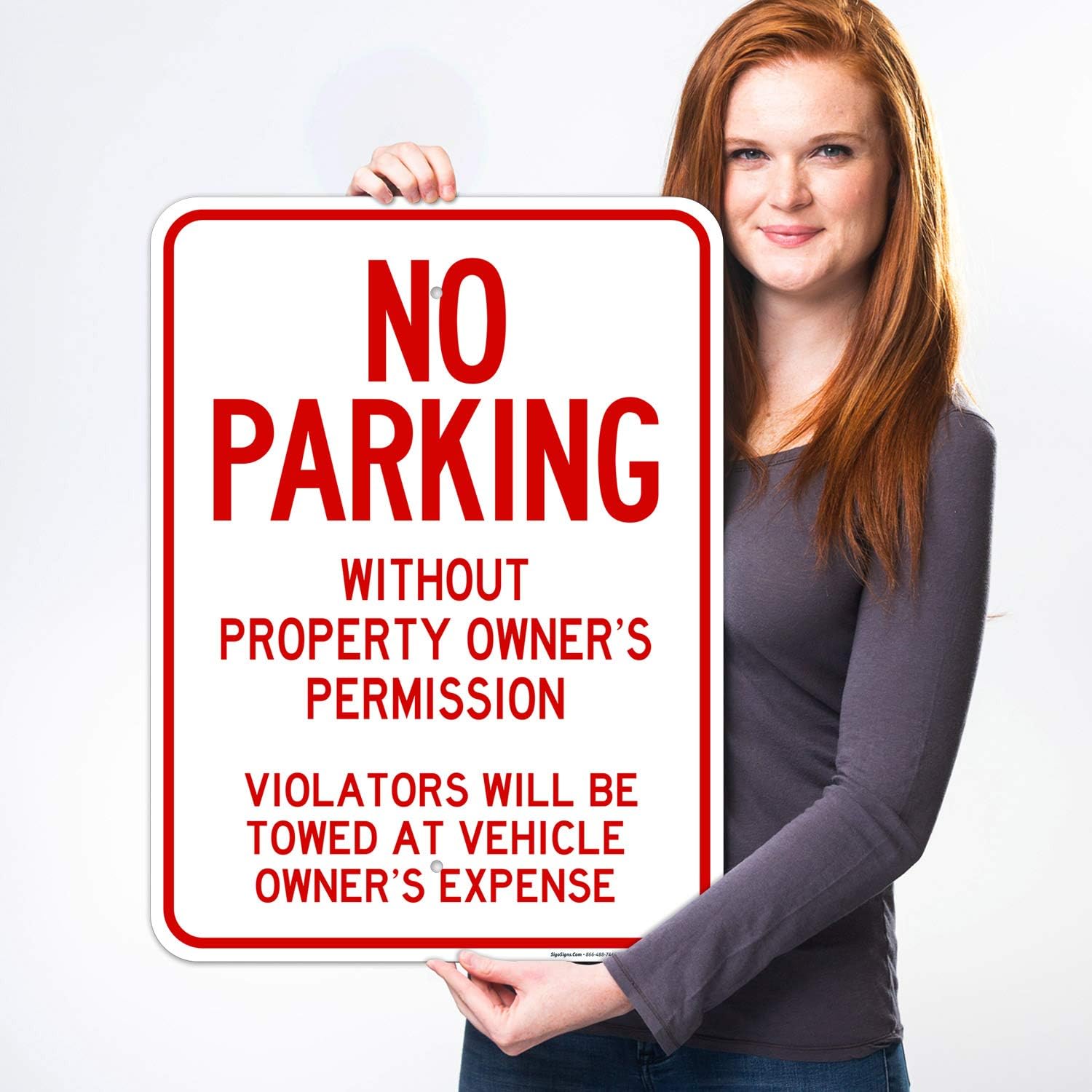 No Parking Sign, No Parking Without Owner's Permission Sign, 18x24 Inches, Rust Free .063 Aluminum, Fade Resistant, Easy Mounting, Indoor/Outdoor Use, Made in USA