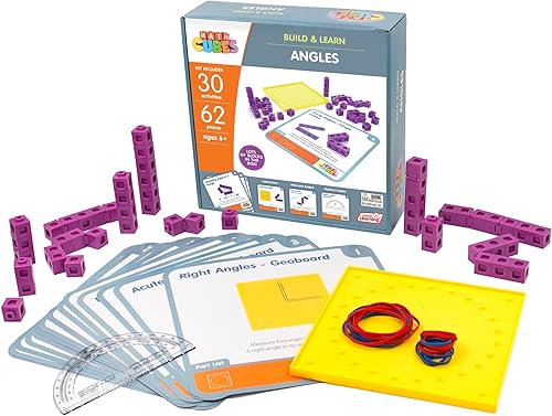 Junior Learning: Mathcubes - Angles - 30 Activity Set, Build & Learn, Blocks & Boards Hands On Math, Developmental & Education Set, Kids Ages 4+