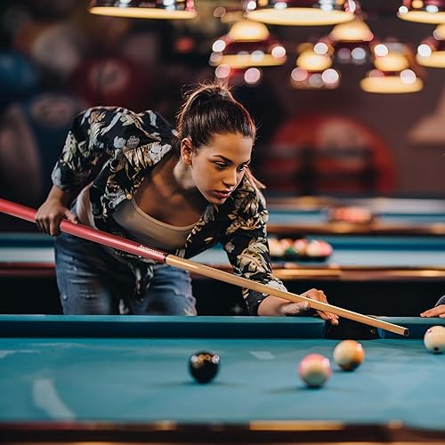 Miniatura 6 de Tacos de Billar de 57 pulgadas con Punta de Cuero de Fibra de 13mm, 4 Colores para Principiantes, Uso Comercial y Entretenimiento en el Hogar