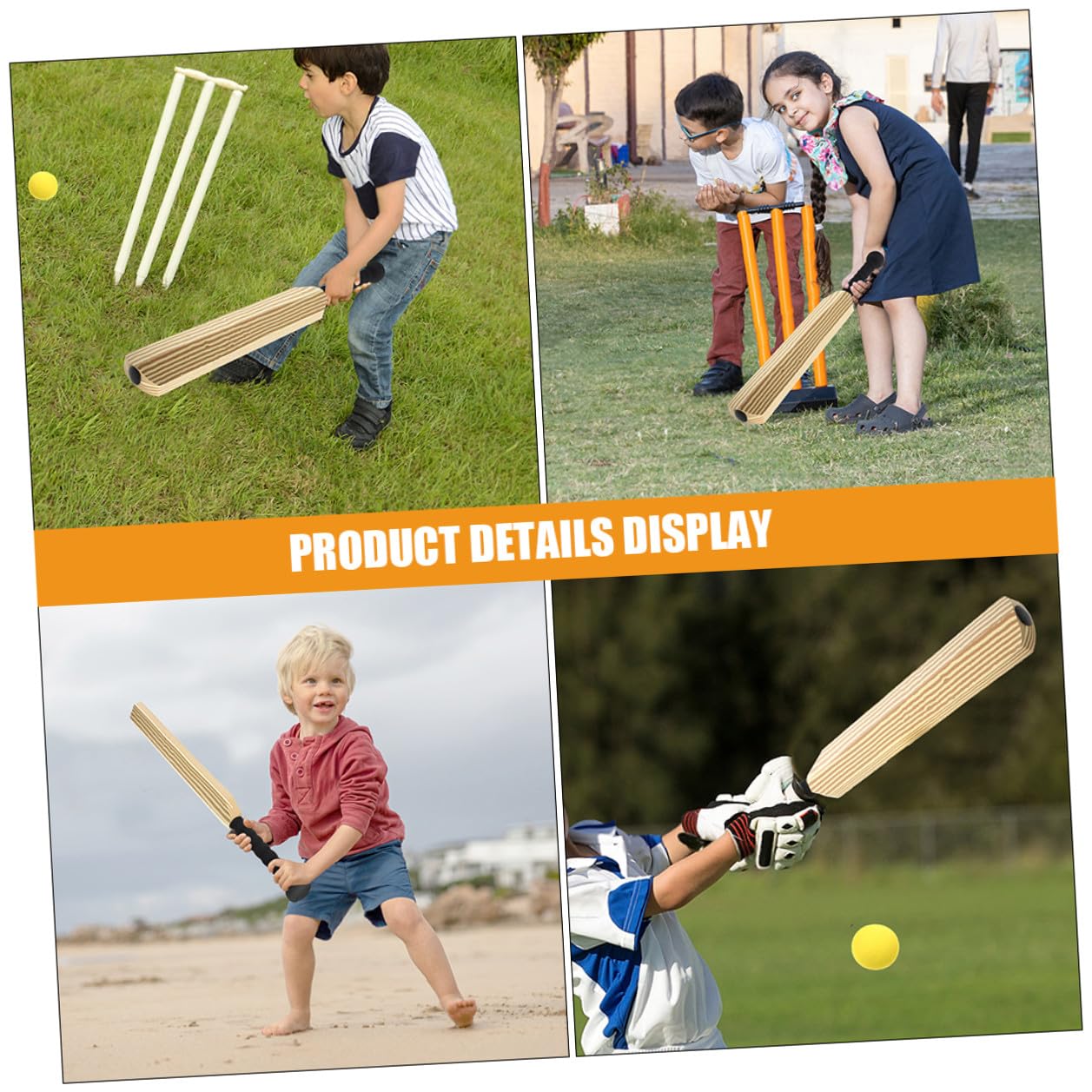 VICASKY Batte de Baseball en Plastique 24 Pouces, Set de Cricket Garçon et Filles 2 Battes 2 Balles, Légère et Maniable, pour Entraînement Extérieur et Jeux Familiaux