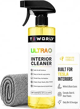 Tesla Seat Cleaner & Stain Remover, Tesla Interior Cleaner for White & Black Vegan Leather | Tesla Model Y Juniper Accessories 2026 & Tesla Model 3 Accessories, S/X/Cybertruck Apple Y