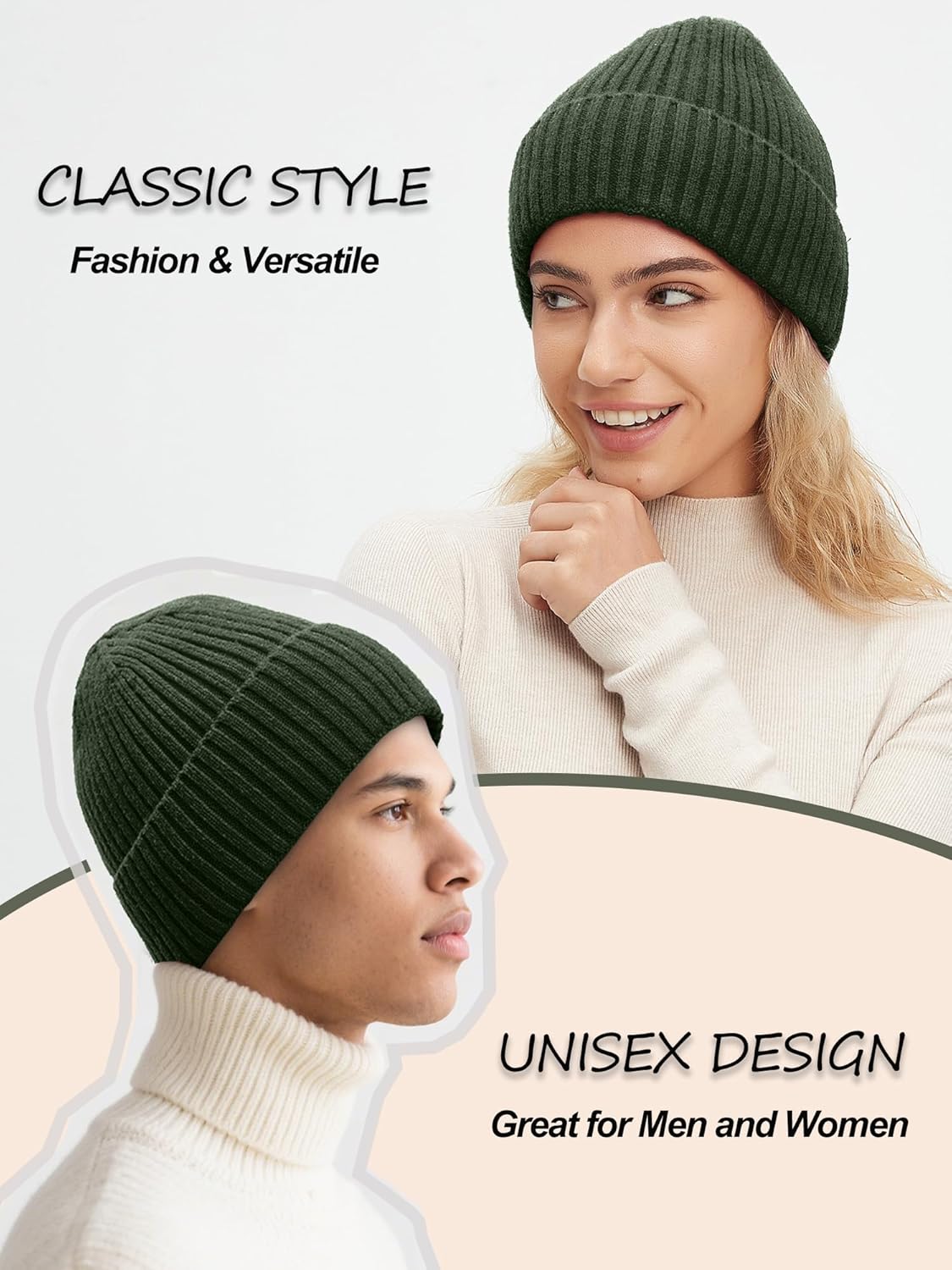 Satin Lined Beanie for Women Men, Silk Lined Beanies, Wool Warm Knit Cuffed Winter Hat Womens Skull Cap - Image 6