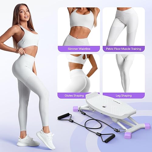 Miniatura 2 de MERACH Tabla de equilibrio, tabla tambaleante con bandas de resistencia, entrenador de equilibrio de giro portátil con monitor LCD, capacidad de 300