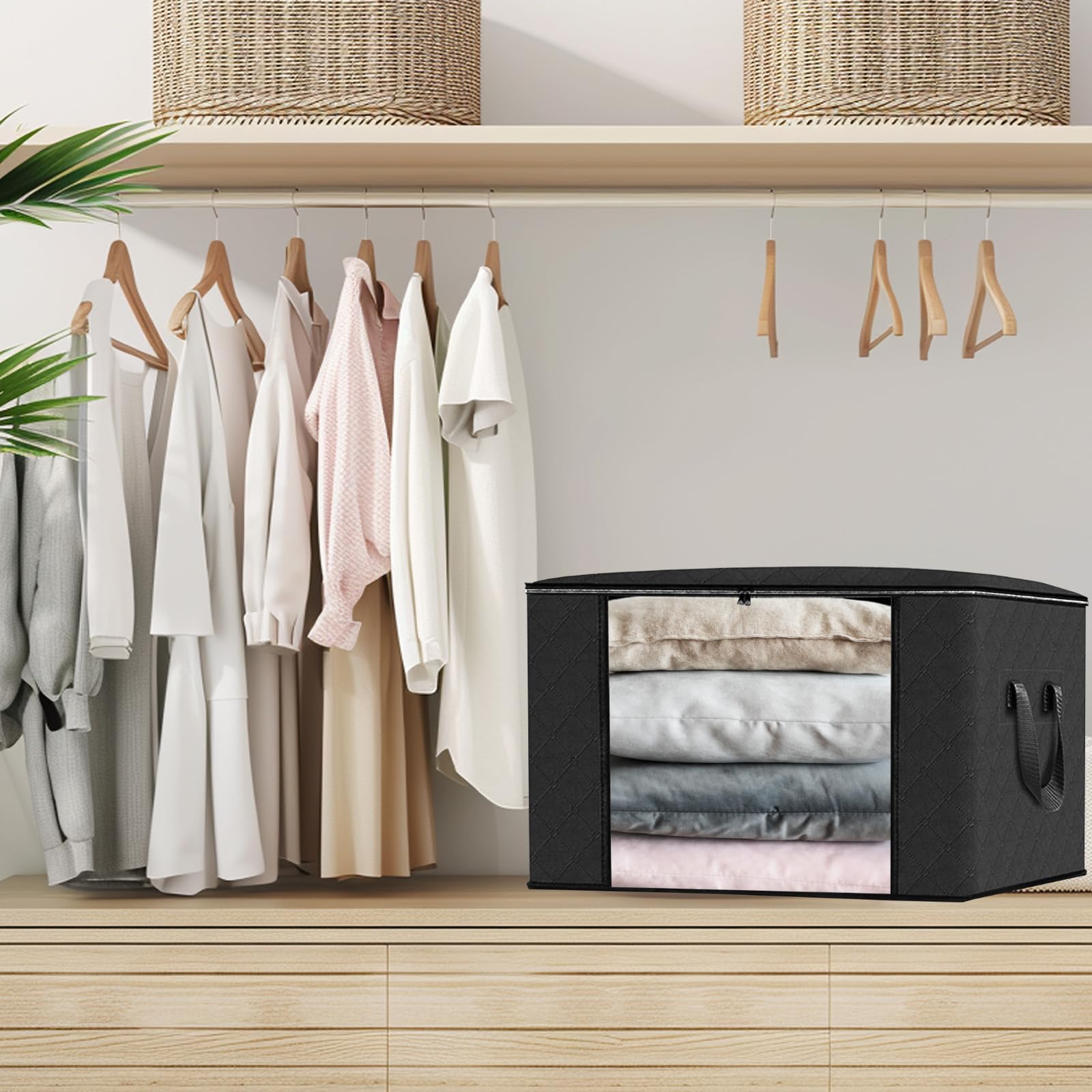 5 pezzi borsa portaoggetti per abbigliamento, scatola portaoggetti sotto il letto, pieghevole, scatola portaoggetti con manico rinforzato, copripiumino organizer per armadio, contenitori