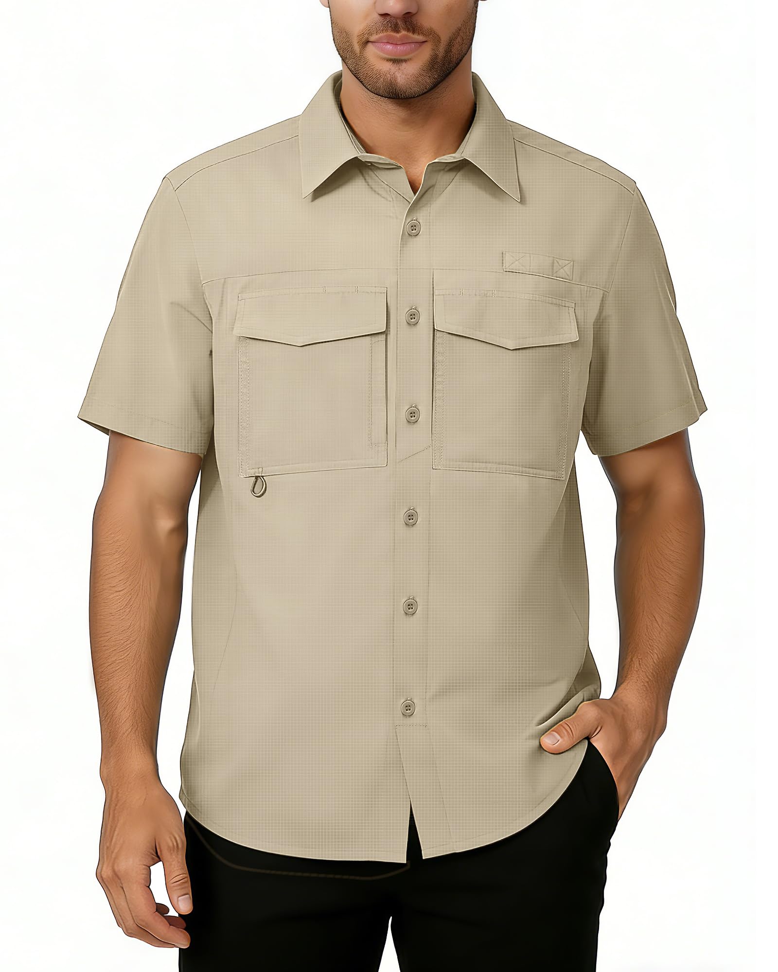33,000ft Camisa al aire libre para hombre, manga corta, camiseta funcional de secado rápido, camisa casual para trekking, senderismo, pesca, safari golf