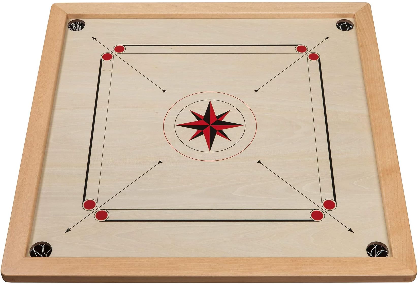 Carrom Set with Accessories (Regulation-Size Carrom Board, Red Star Design)