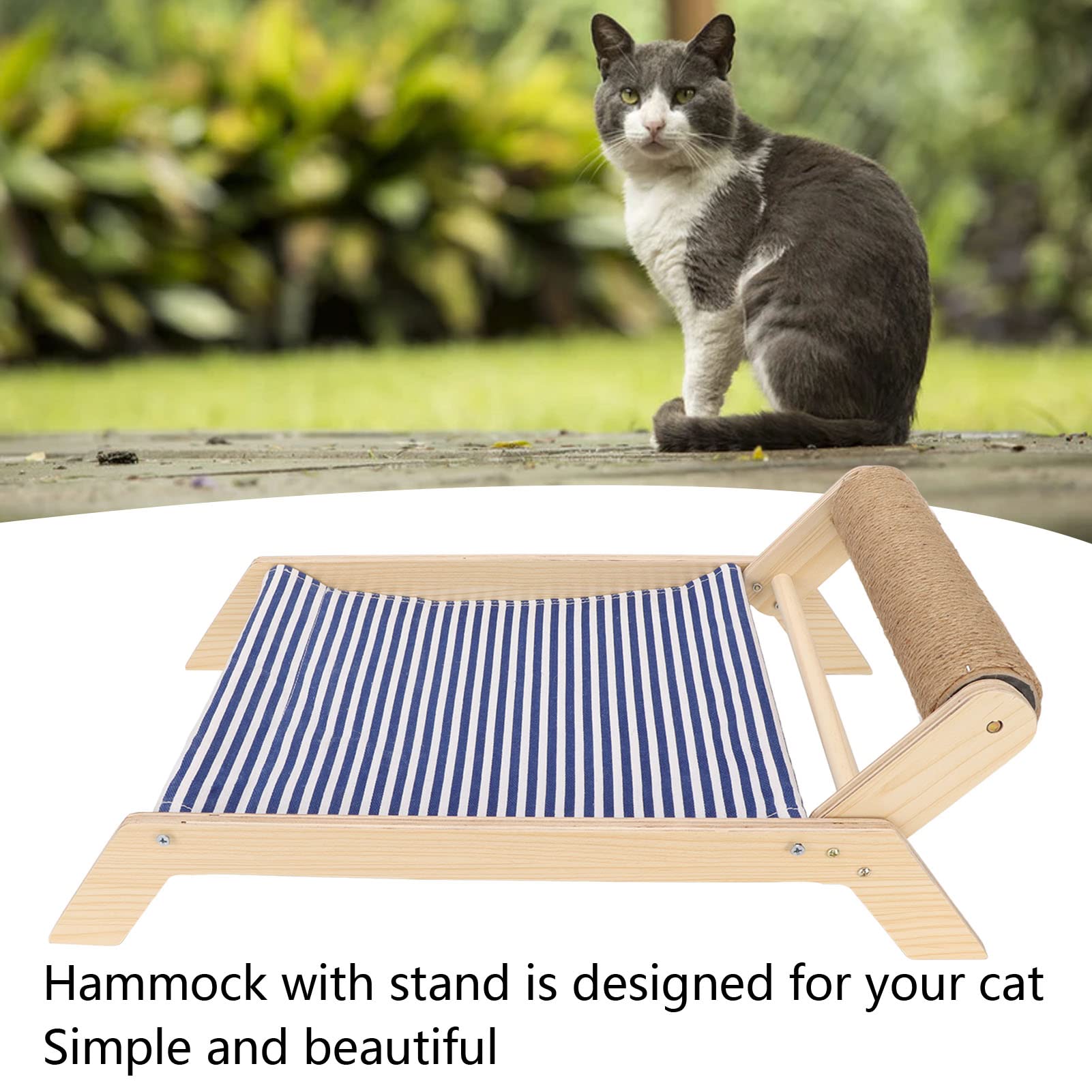 Lettino Tiragraffi per Gatti in Sisal, Amaca per Gatti per Tiragraffi, Lettino da Esterno Raffreddante Elevato per Gatti in Legno, Mobili per Gatti in Legno per Tiragraffi (Beach Sisal Roller Bed)