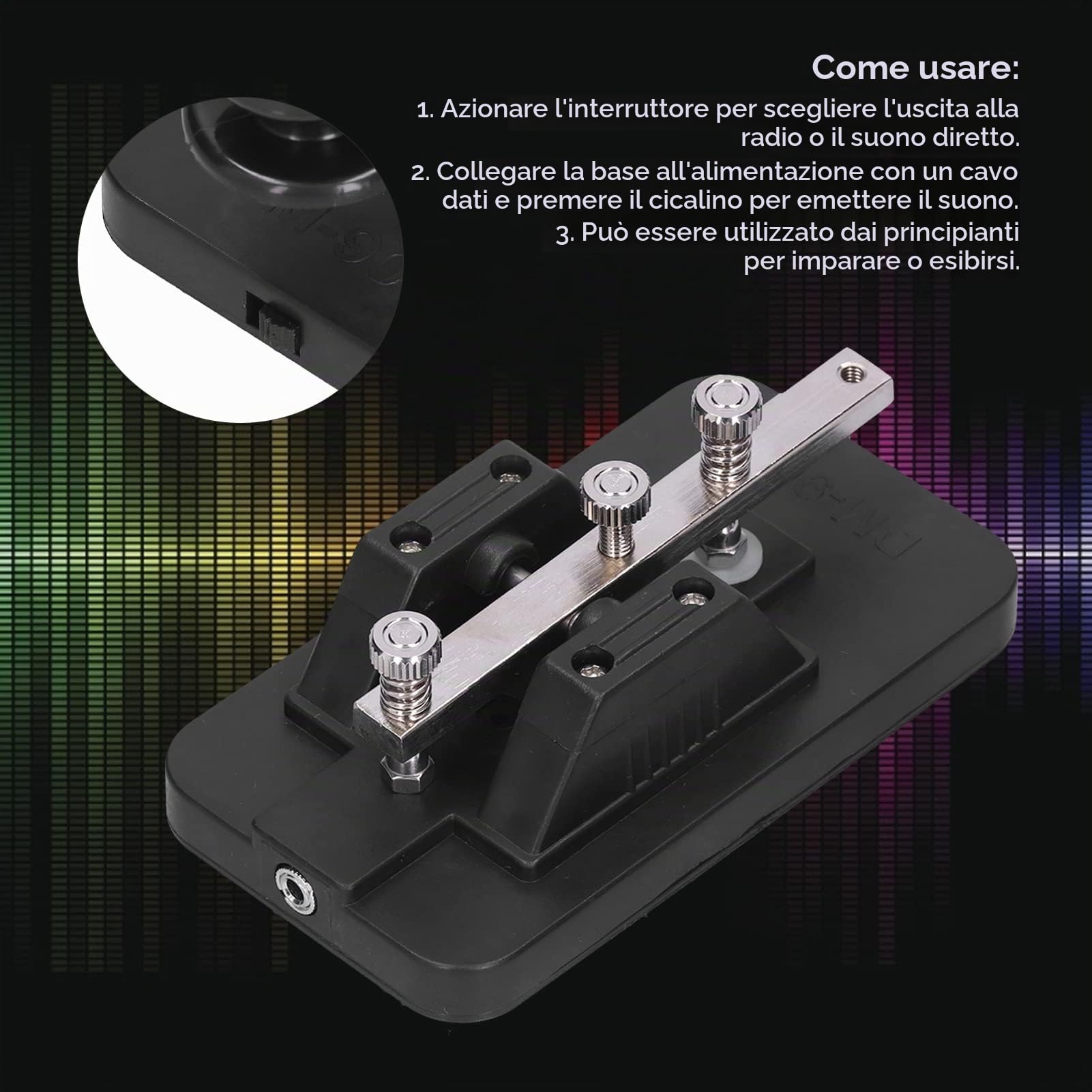 Pratica Chiave Morse Diritta Chiave Morse Telegrafo Tapper Manuale Cw Strumento di Pratica Trainer con Cicalino per Principianti Strumento di Pratica Portatile Macchina Morse
