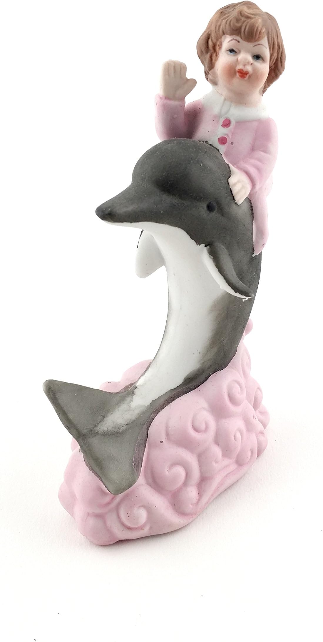 4 pieces (1 box) of Ceramic Baby Girl on a Dolphin Baby Shower Favor 4.5"