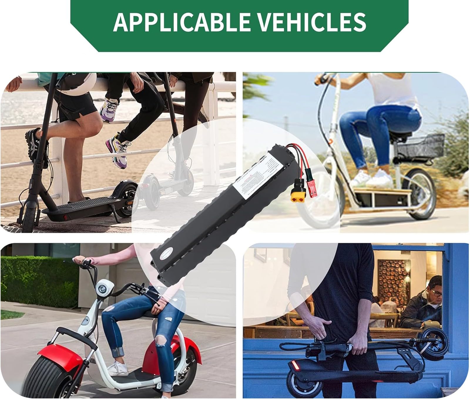 Ebike Batterie 36V vélo électrique Scooter 36V, 7800mAh Without Charger 7.8Ah 10S3P Scooter Battery Replacement Accessories 280.8Wh pour 50W 100W 200W 350W 500W Moteu