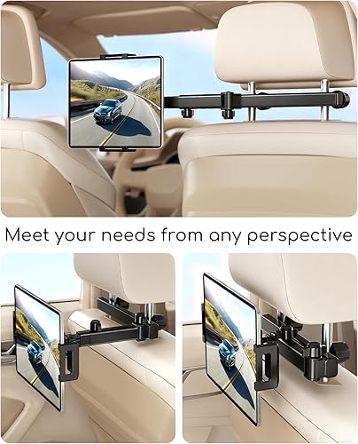 Miniatura 2 de Soporte para tablet para automóvil, soporte de montaje en ángulo ajustable para reposacabezas de automóvil para niños, artículos esenciales de viaje