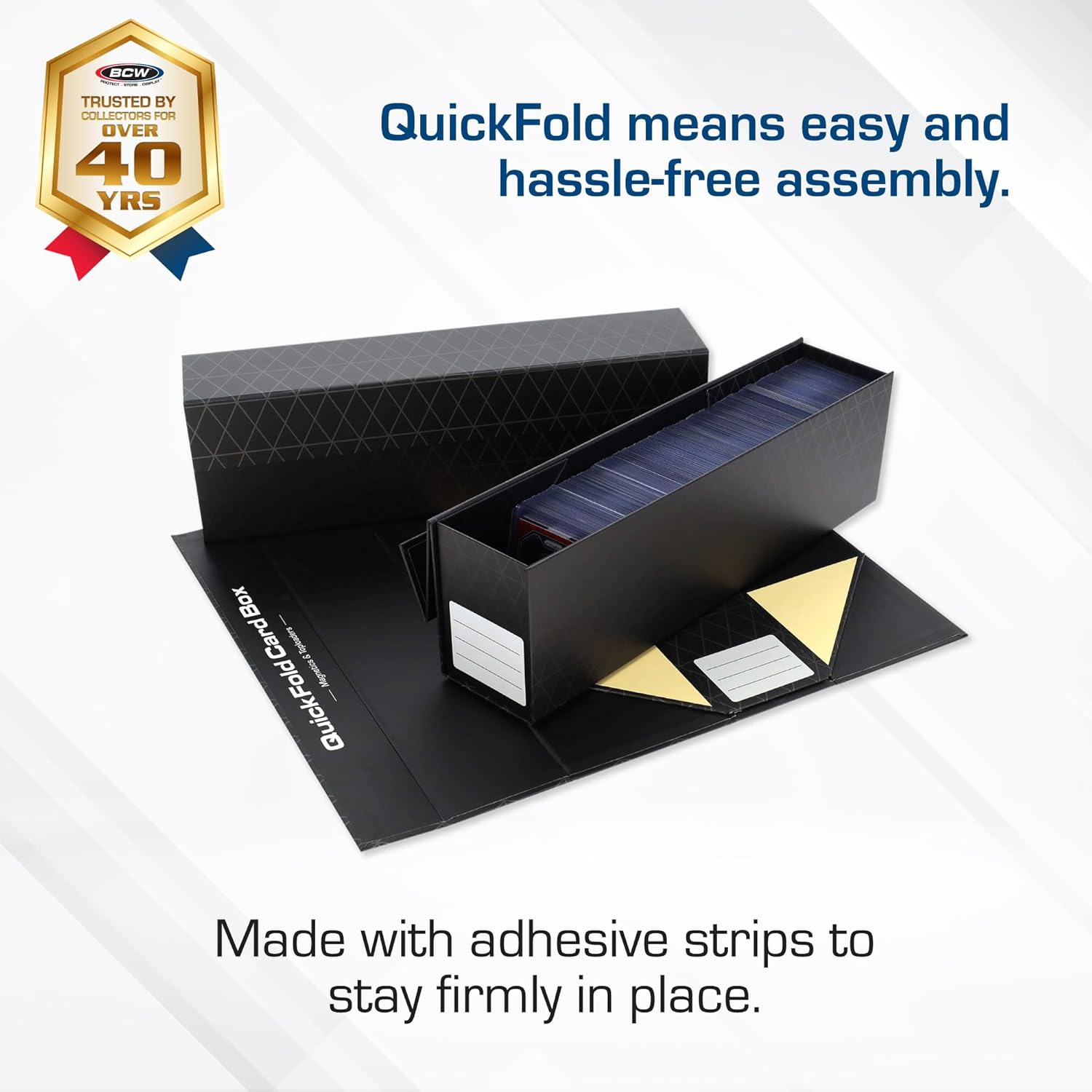 BCW QuickFold® Card Storage Boxes for Magnetics & Toploaders – 6 Pack | Trading Card Holder Box with Magnetic Closure | Easy Fold Assembly for Sports and TCG Cards