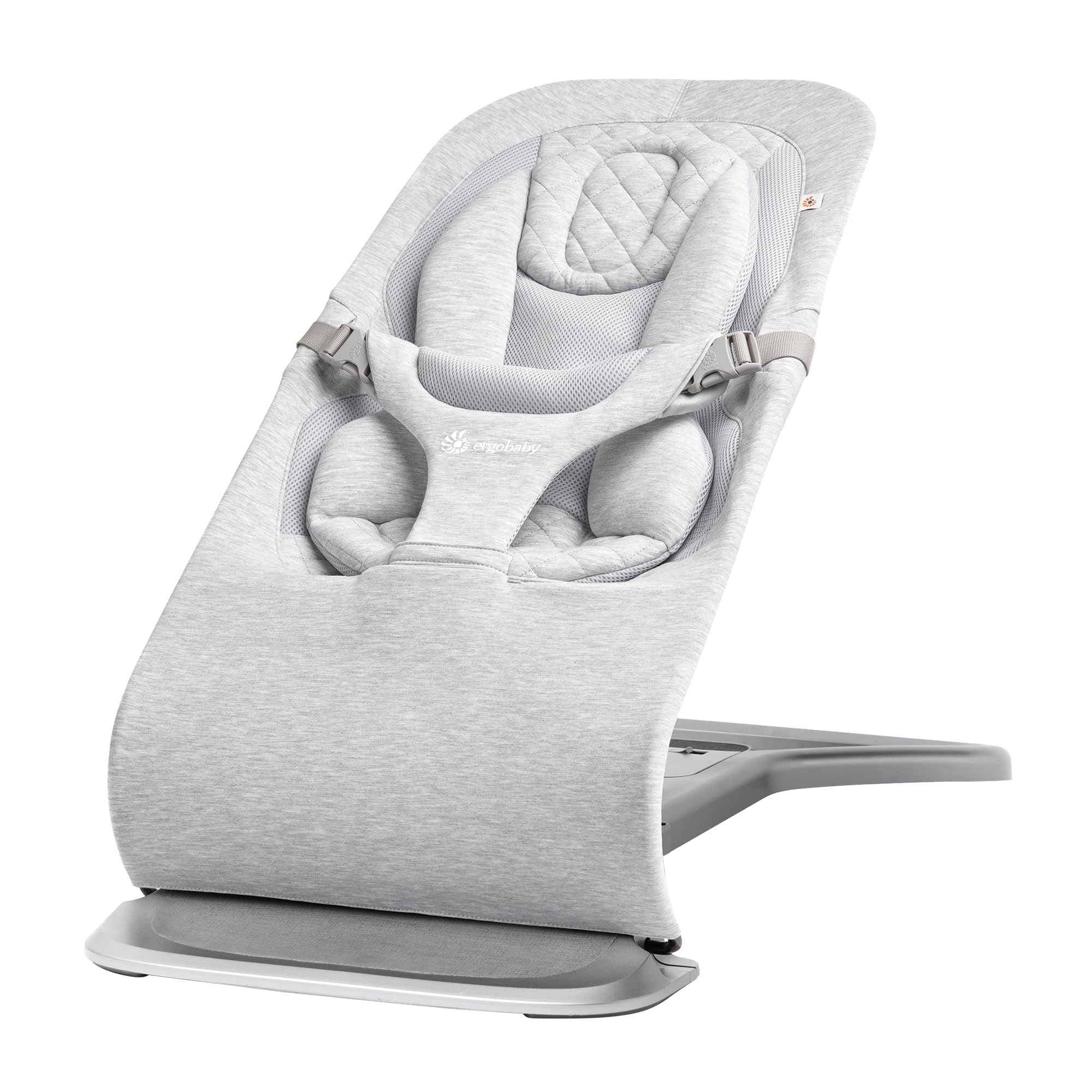 Ergobaby Evolve 3-in-1 Bouncer Seat for Babies and Toddlers 5.5-25lbs - Multi Position Baby Rocker Seat with Adjustable Heights, Secure Harness, Newborn Insert - Light Grey - 2
